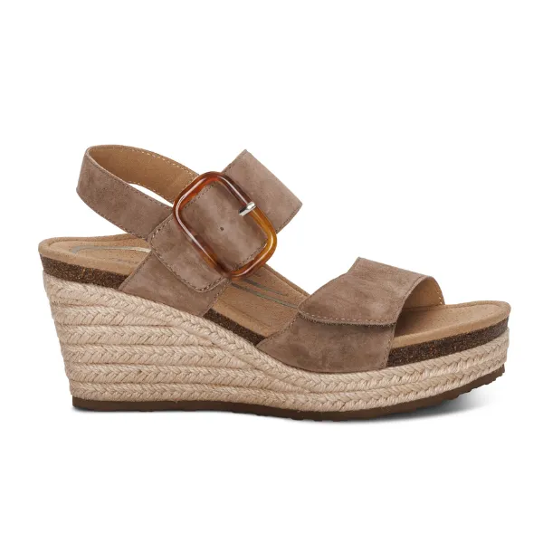 Aetrex Women's Ashley Espadrille Wedge Taupe