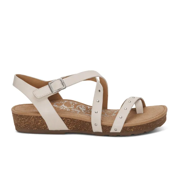 Aetrex Women's Lauren Adjustable Cross Band Sandal Ivory