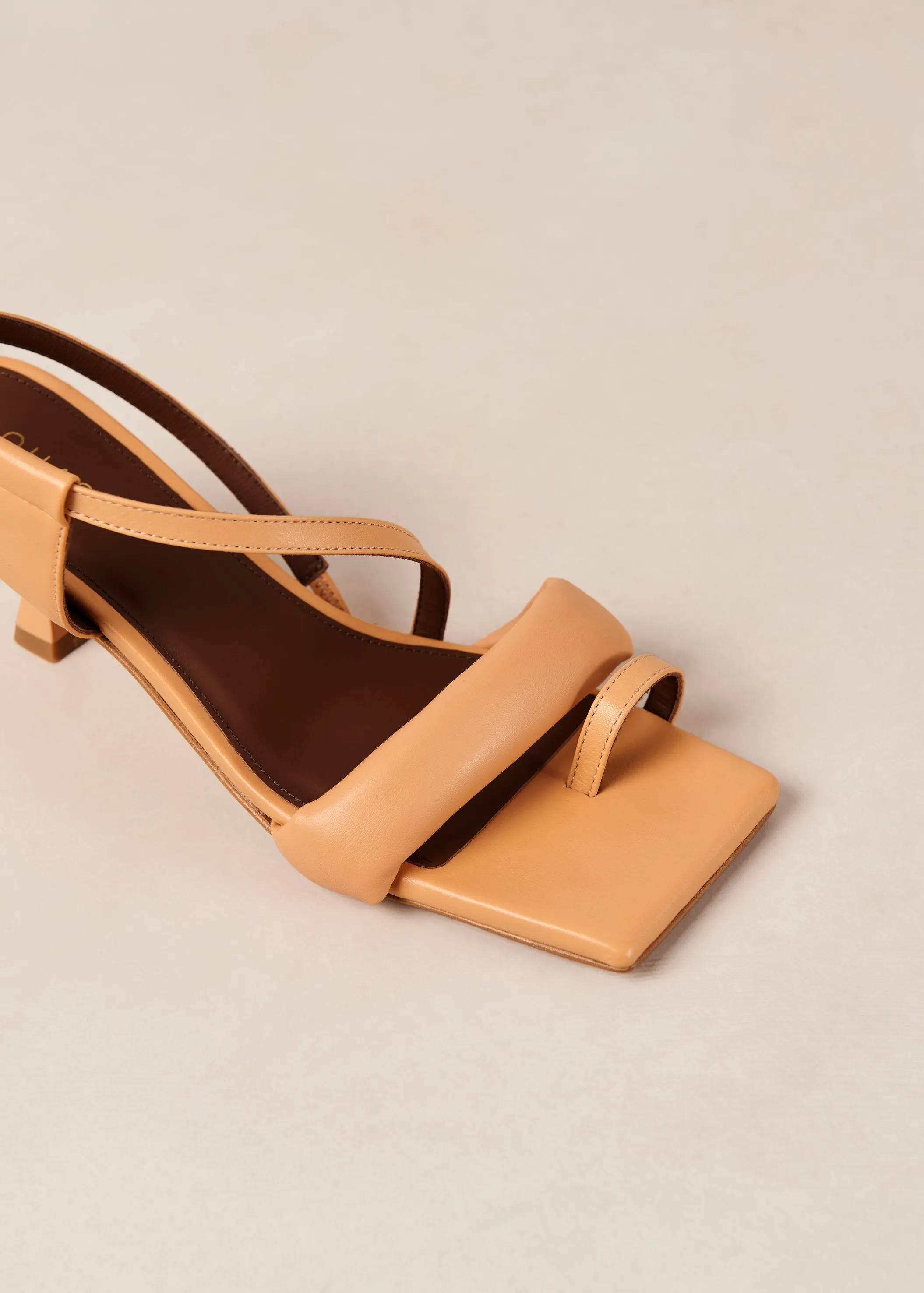 Asymmetric Straps Tangy Orange Leather Sandals