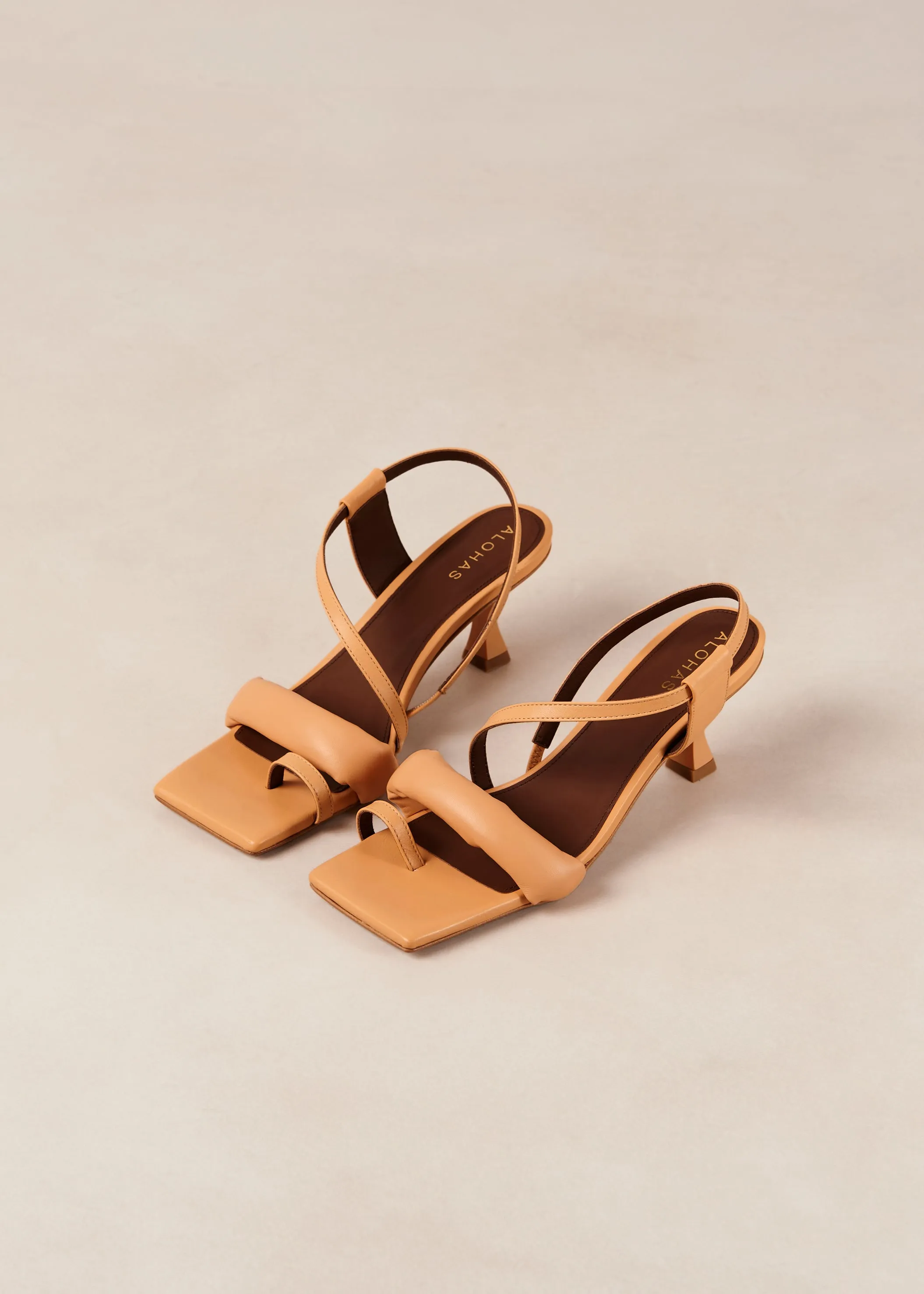 Asymmetric Straps Tangy Orange Leather Sandals