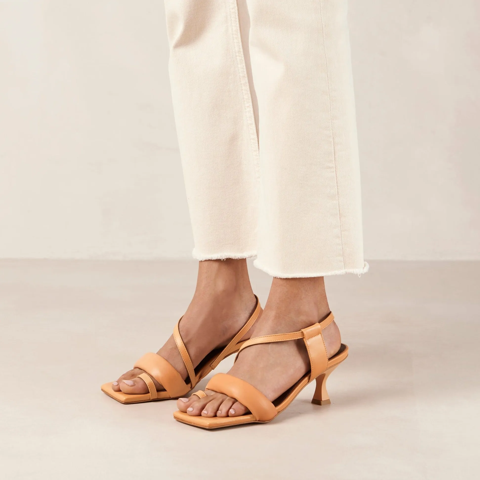 Asymmetric Straps Tangy Orange Leather Sandals