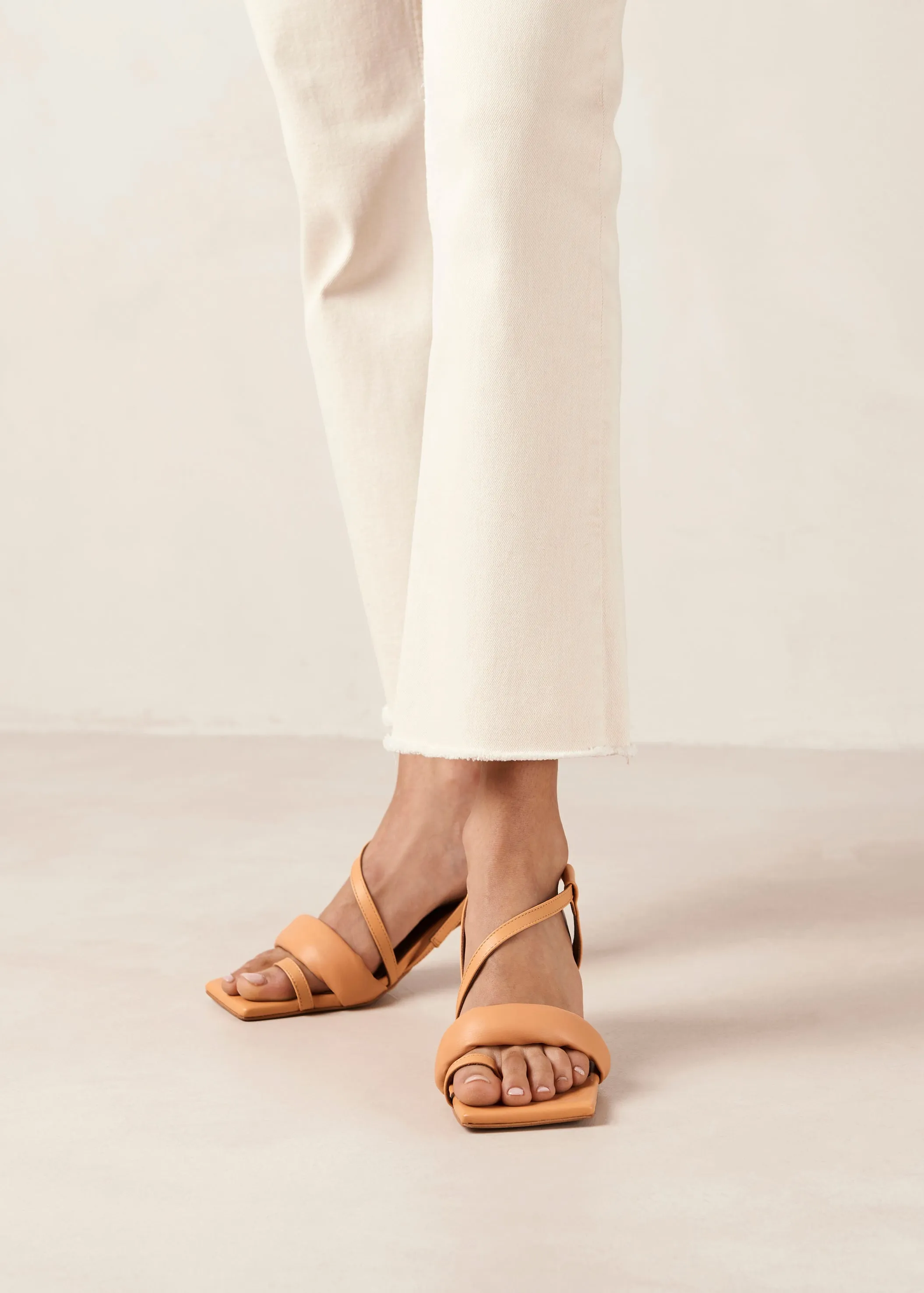 Asymmetric Straps Tangy Orange Leather Sandals