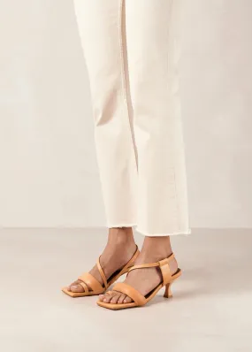 Asymmetric Straps Tangy Orange Leather Sandals