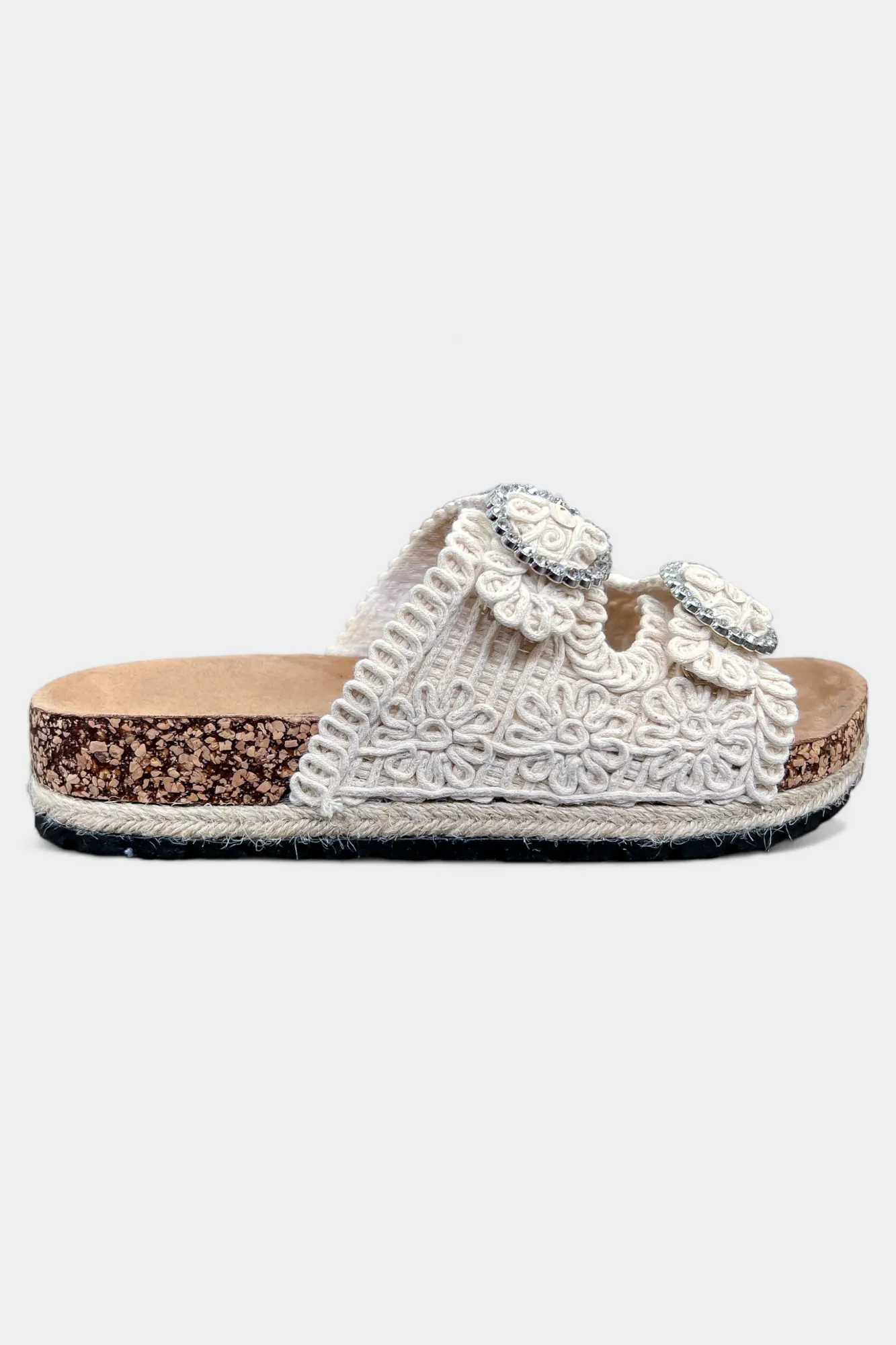 Beige Knit Slip On Sandals