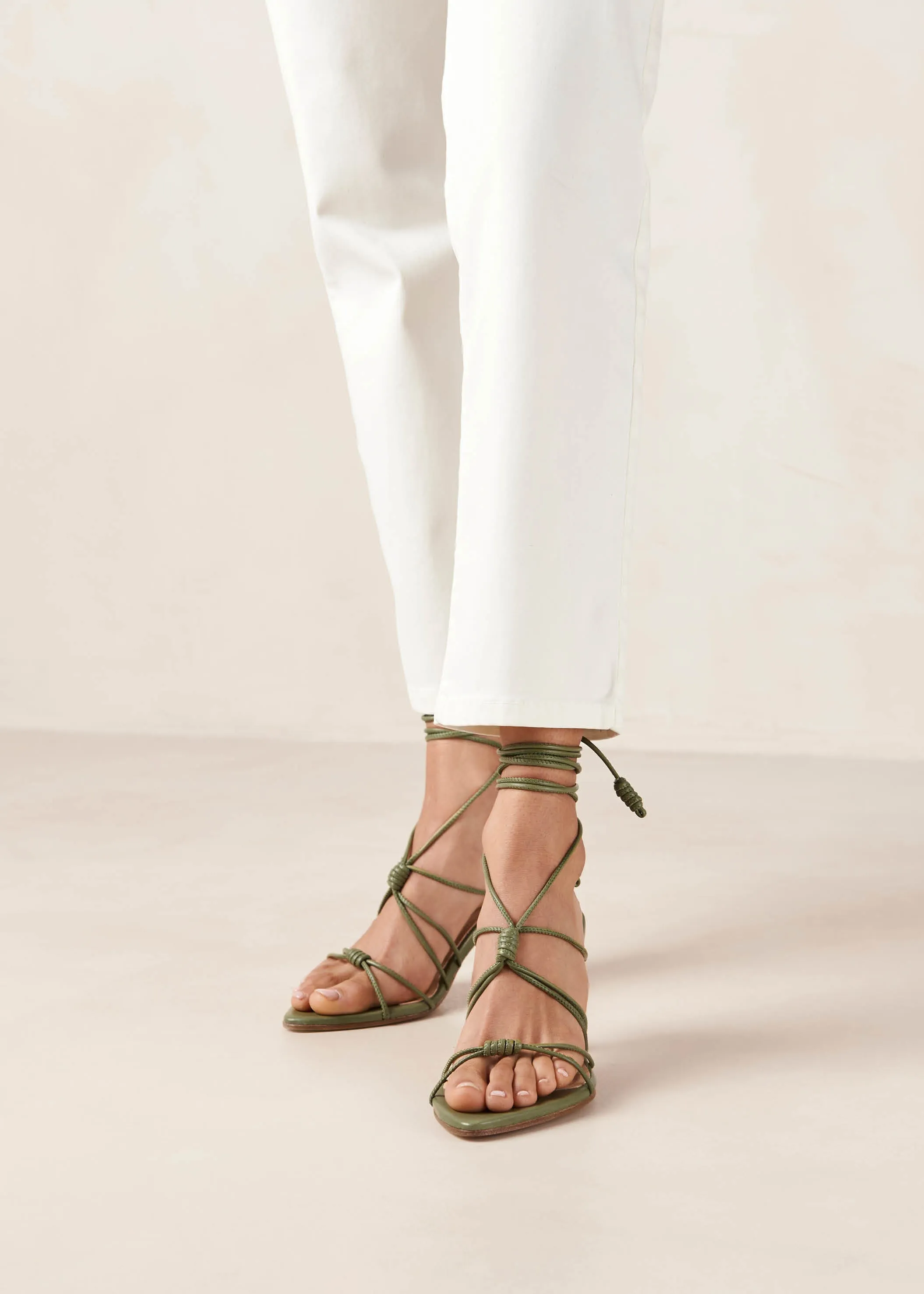 Belinda Green Leather Sandals