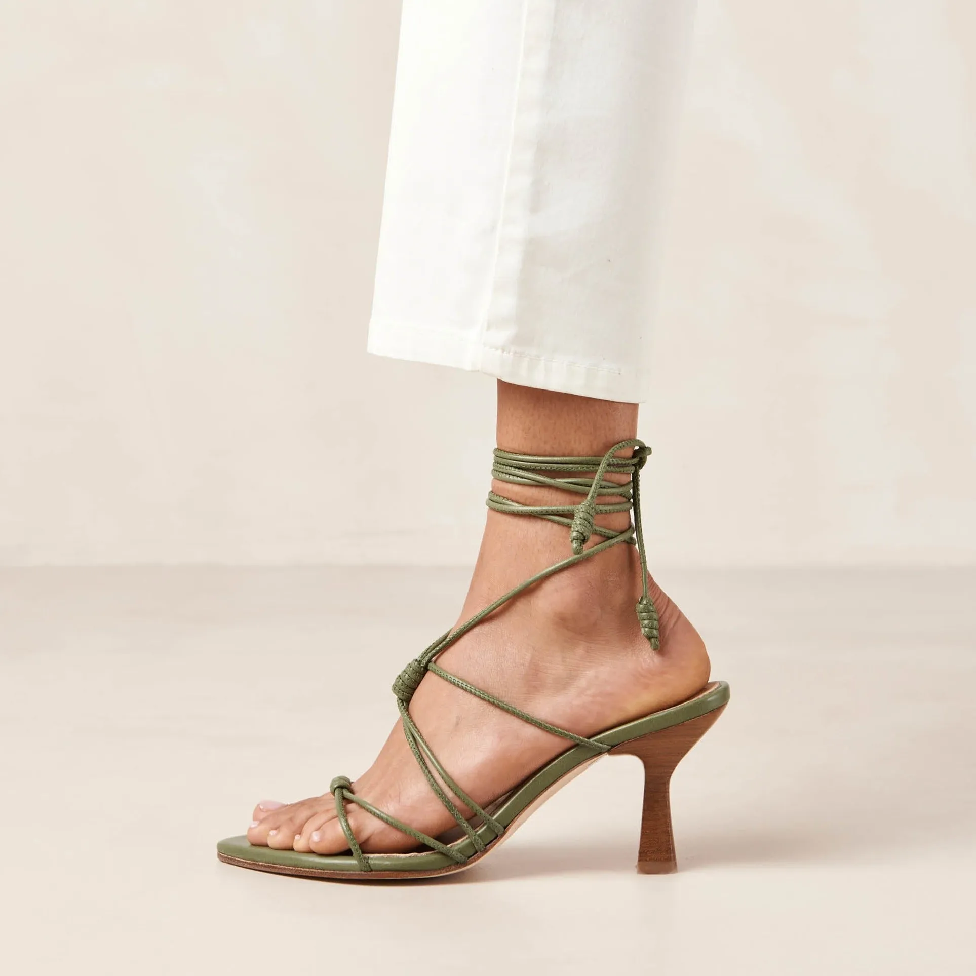 Belinda Green Leather Sandals