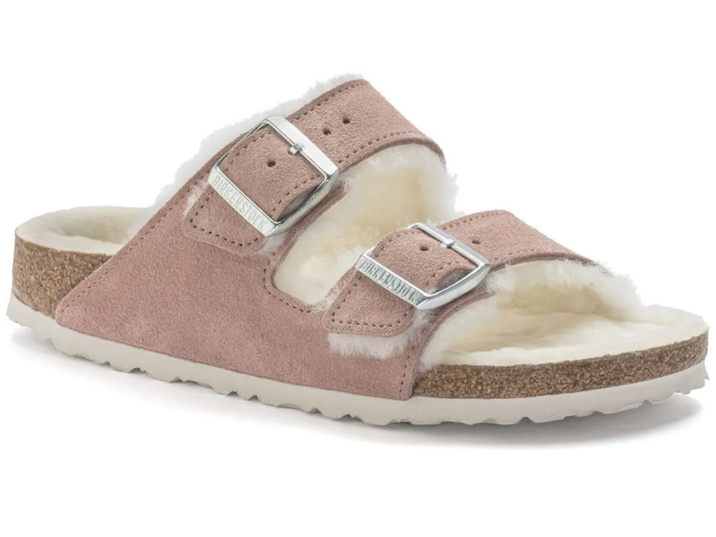 Birkenstock: Arizona Shearling in Pink Clay