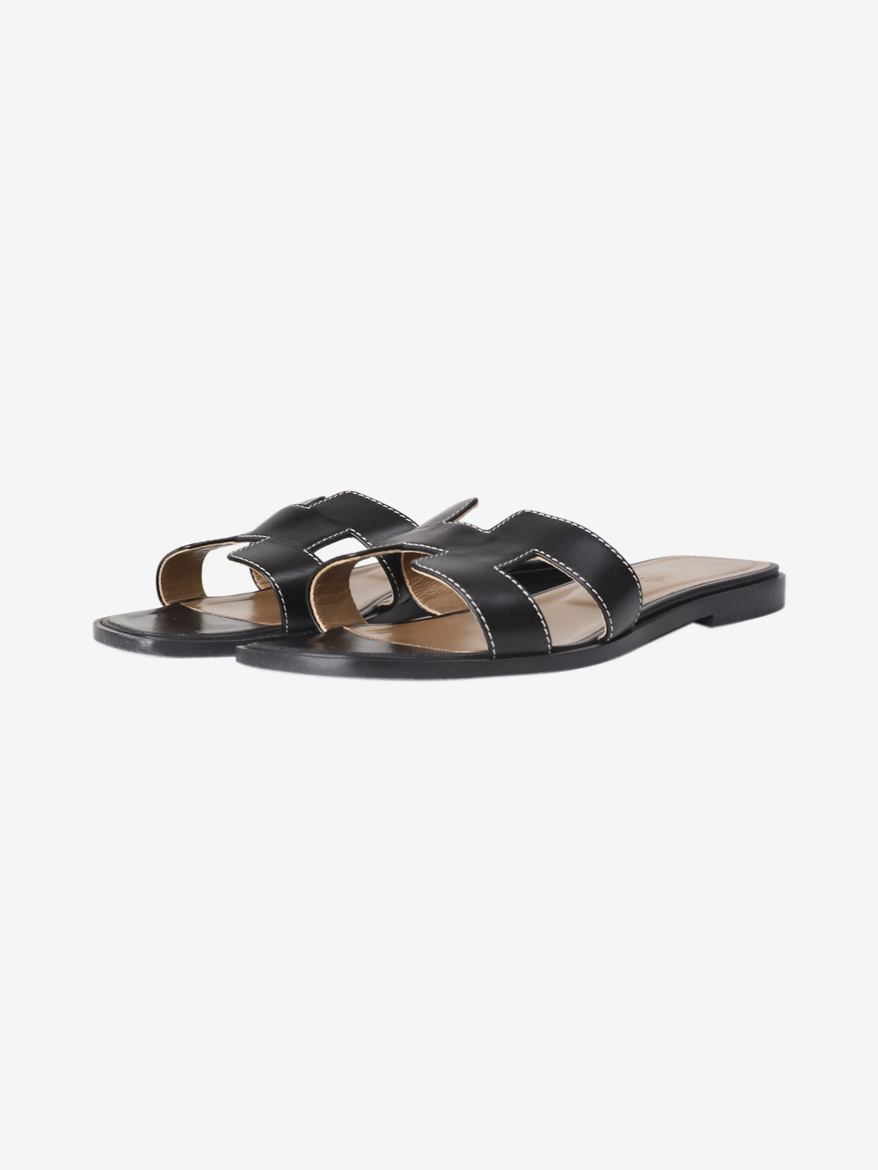 Black leather Oran sandals - size EU 37