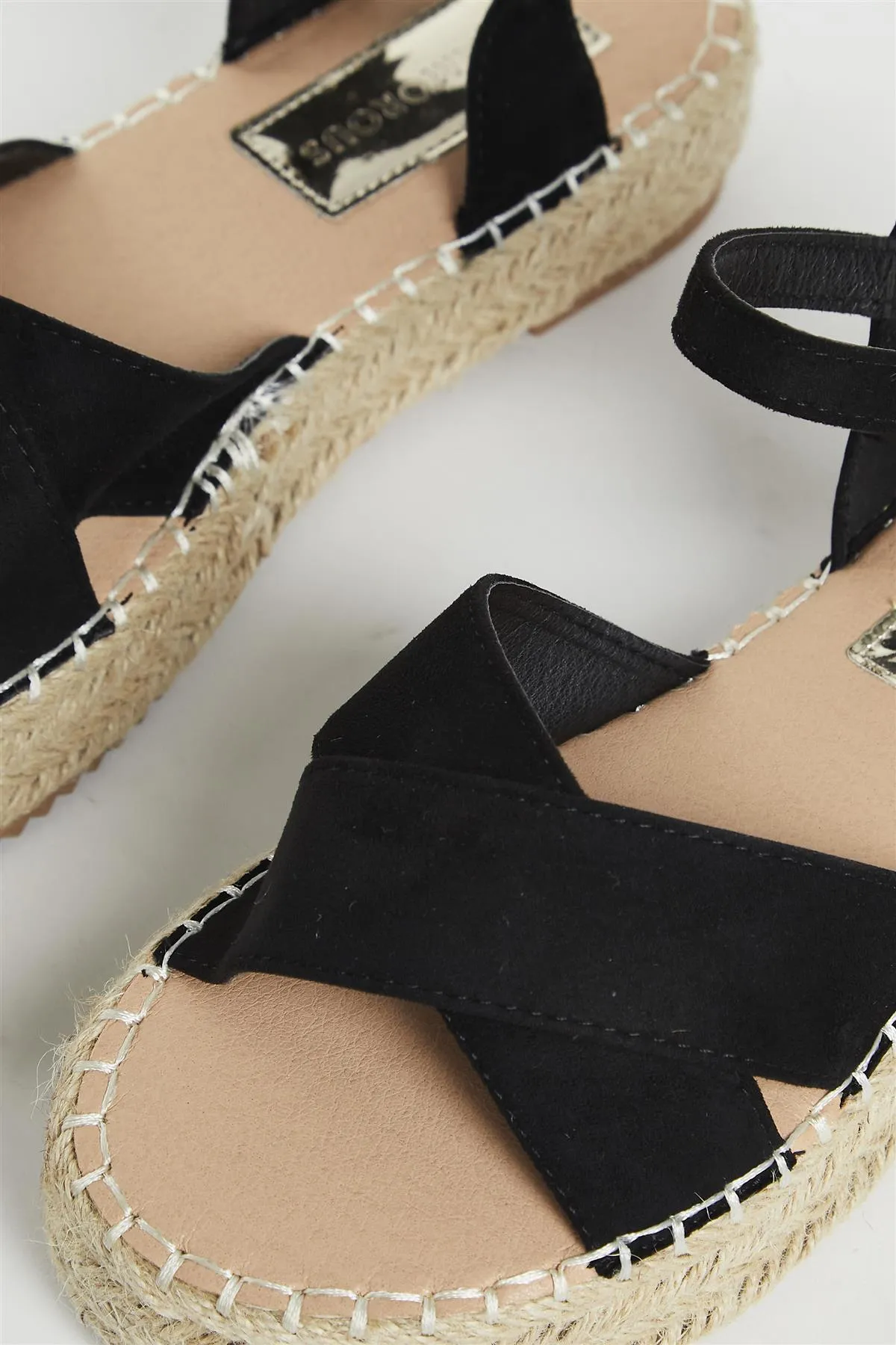 Black Micro Espadrille Sandals