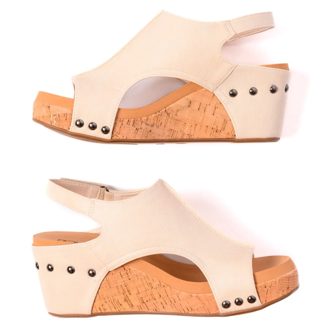 Corkys Carley Wedge Sandals in Cream