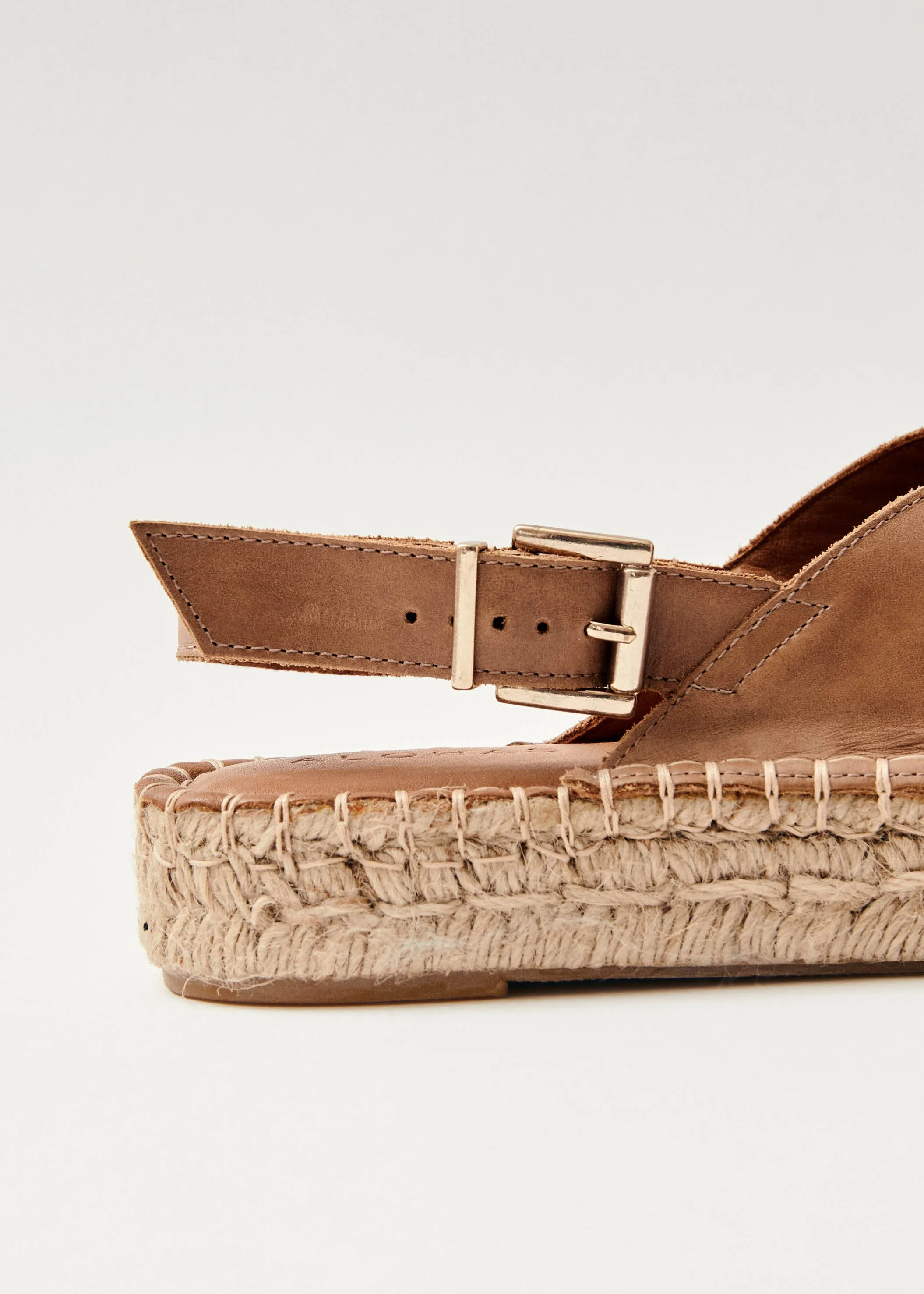 Crossed Camel Leather Espadrilles