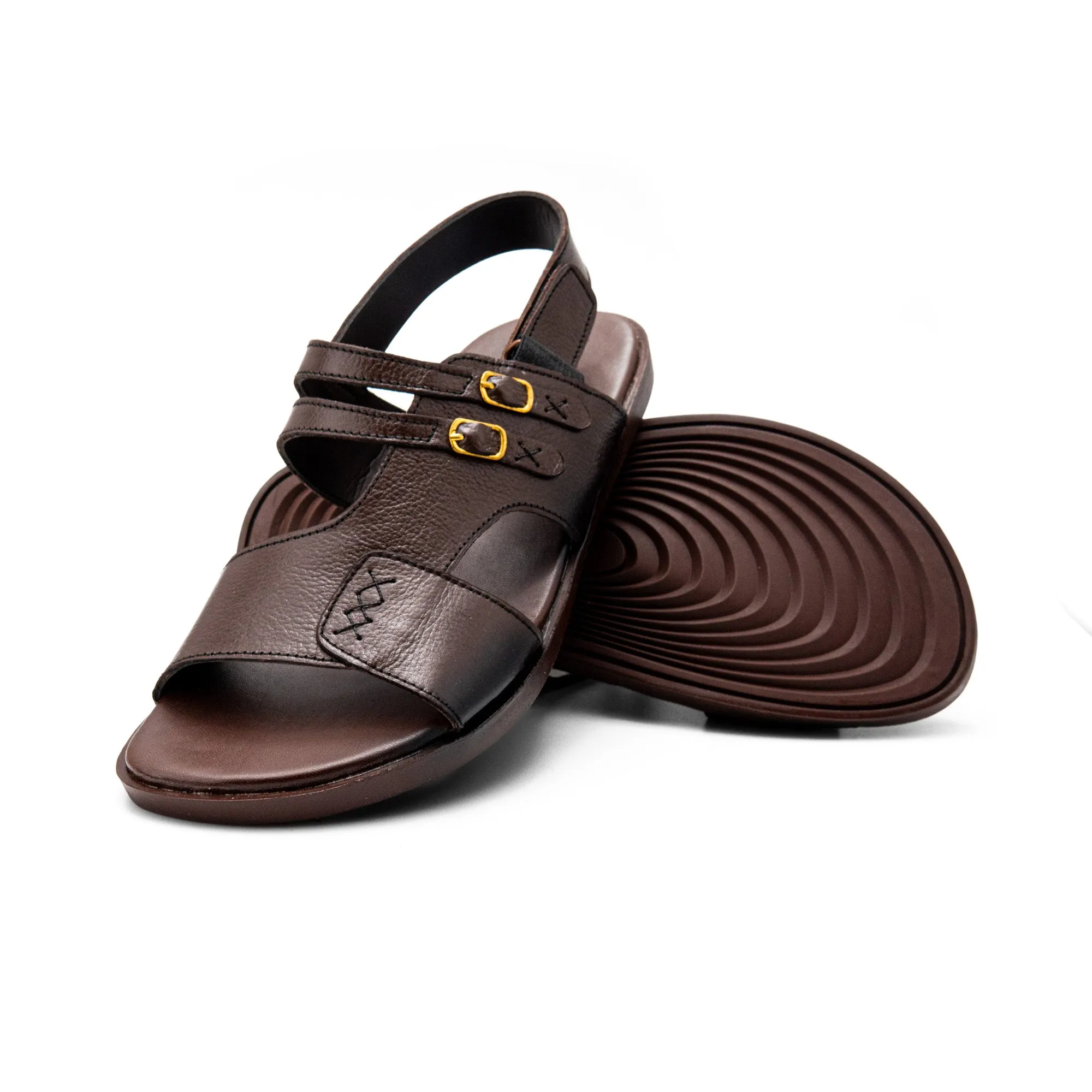 Double Buckle Brown Sandals