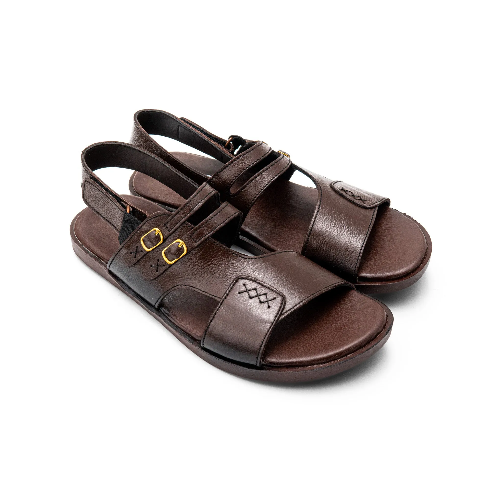 Double Buckle Brown Sandals