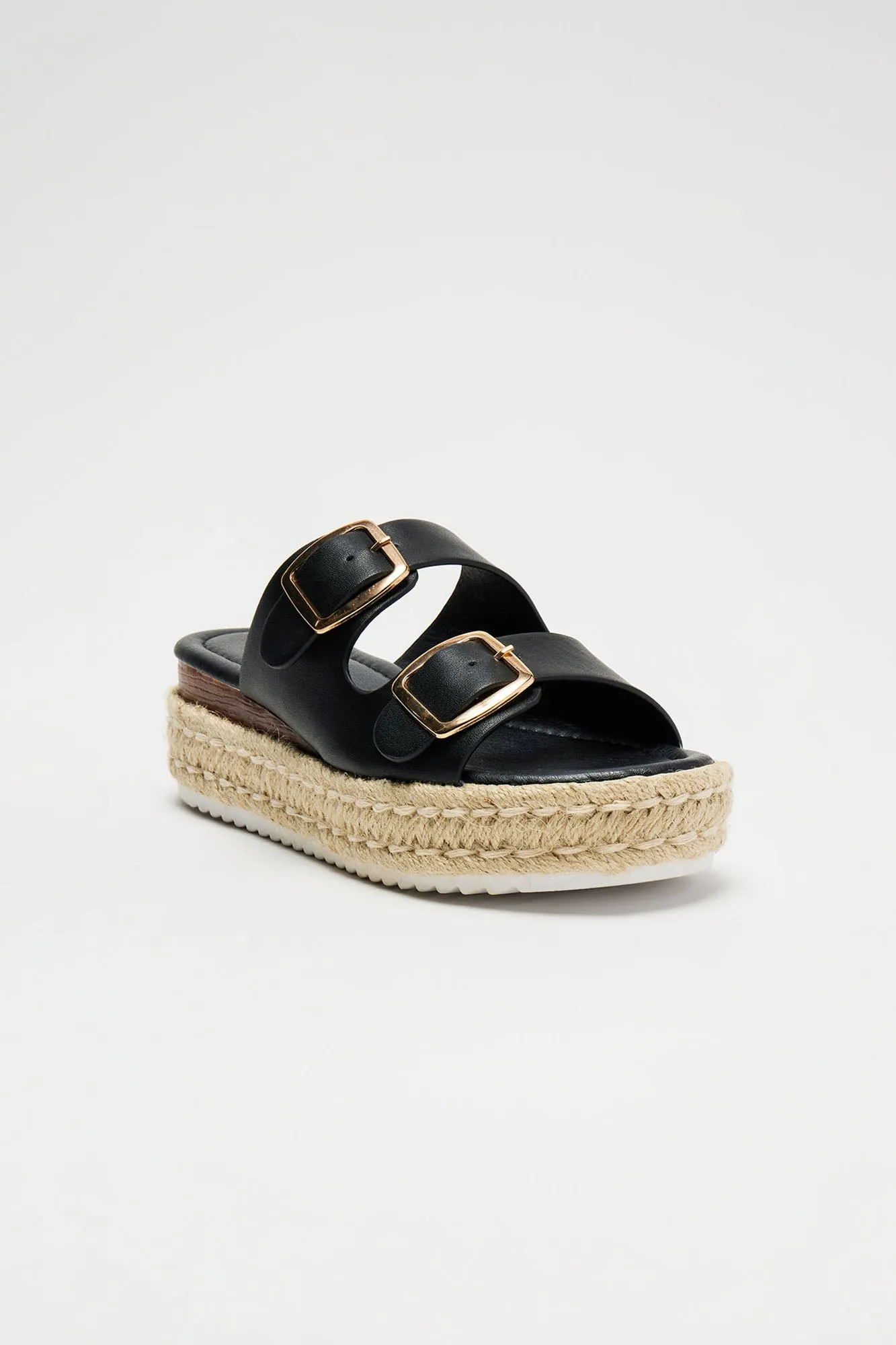 Gianna Platform Buckle Sandals - Black