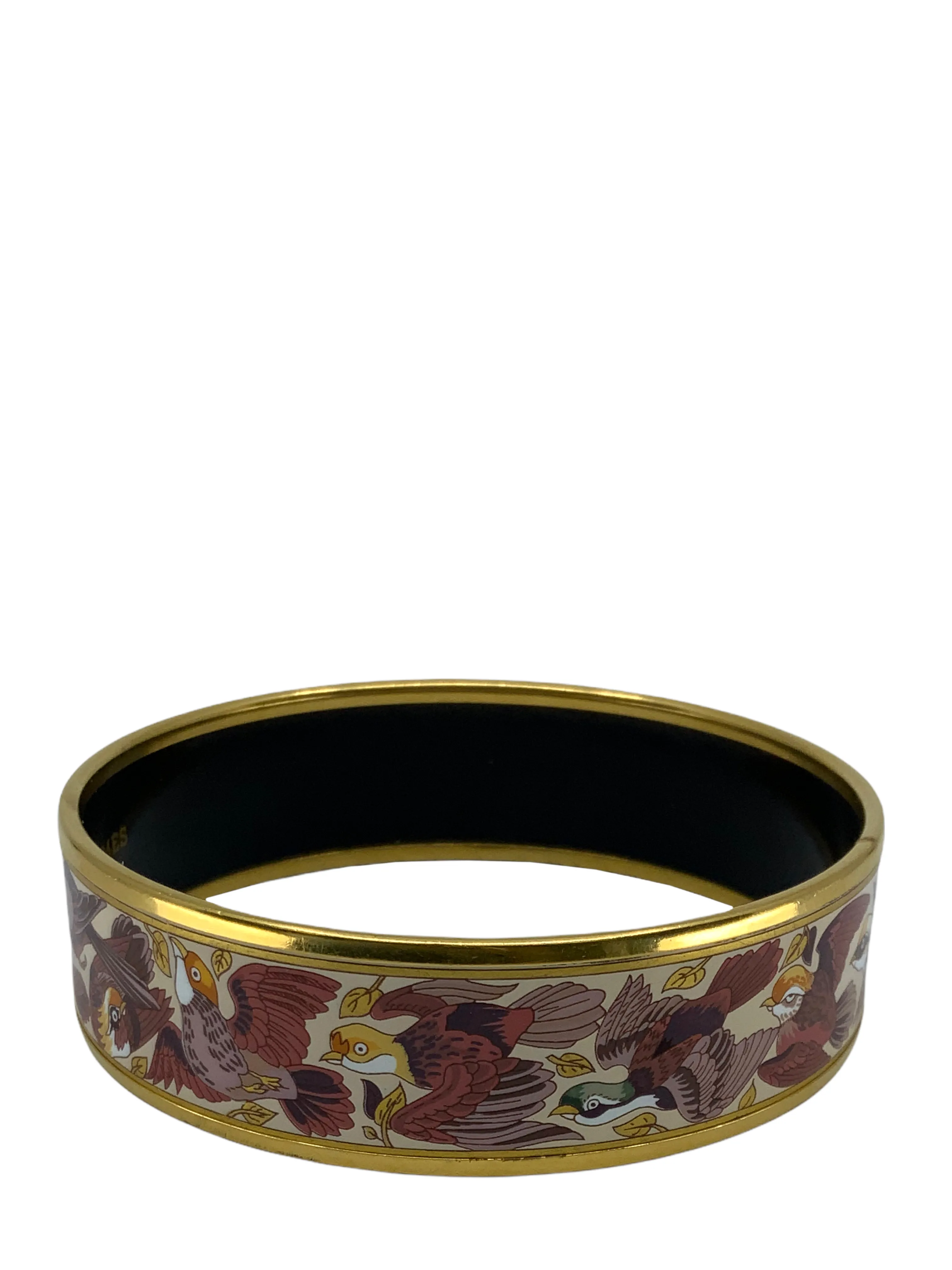 Hermes Birds Printed Enamel Wide Bracelet 70