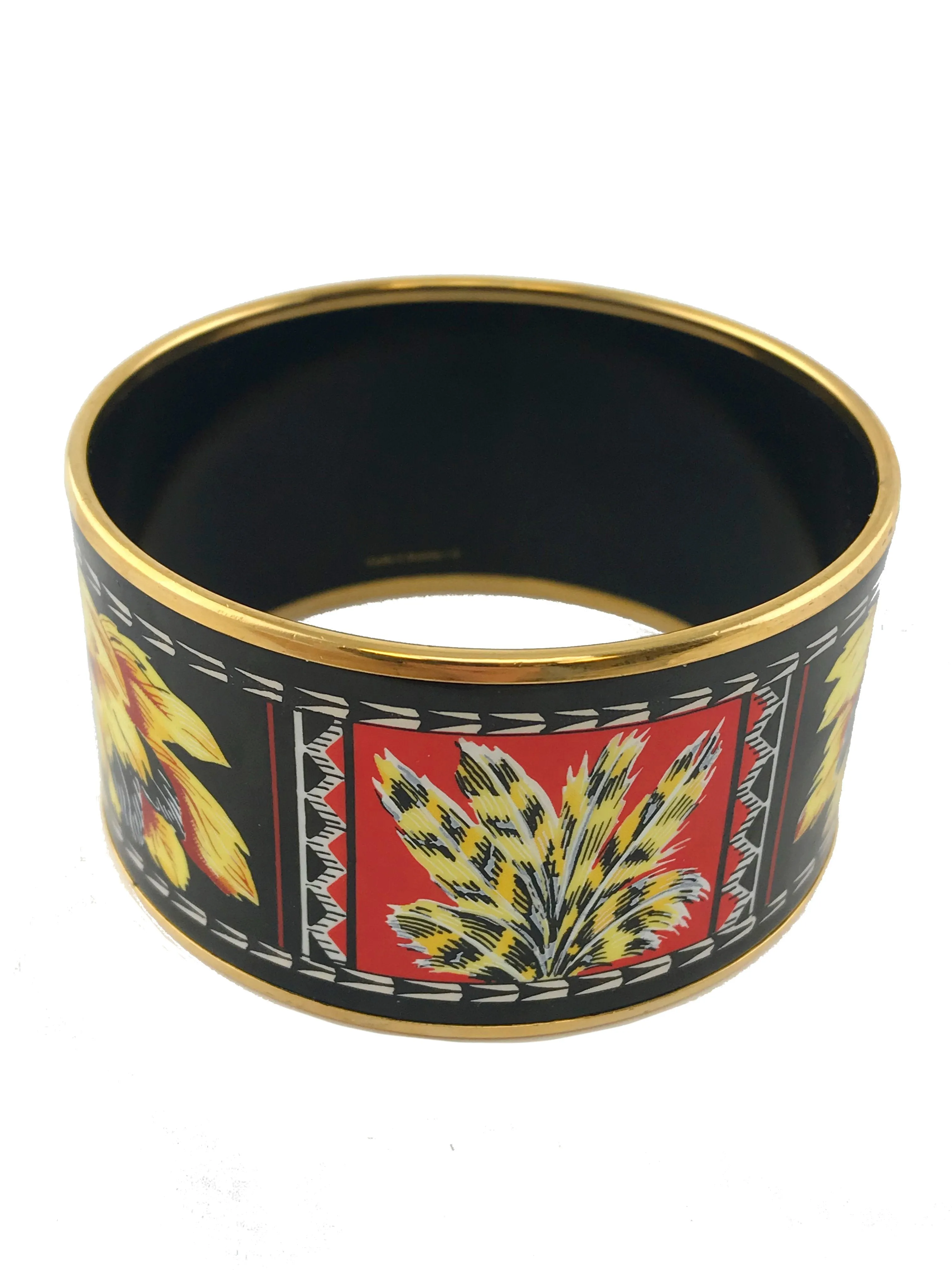 Hermes Brazil Extra Wide Printed Enamel Bracelet 70