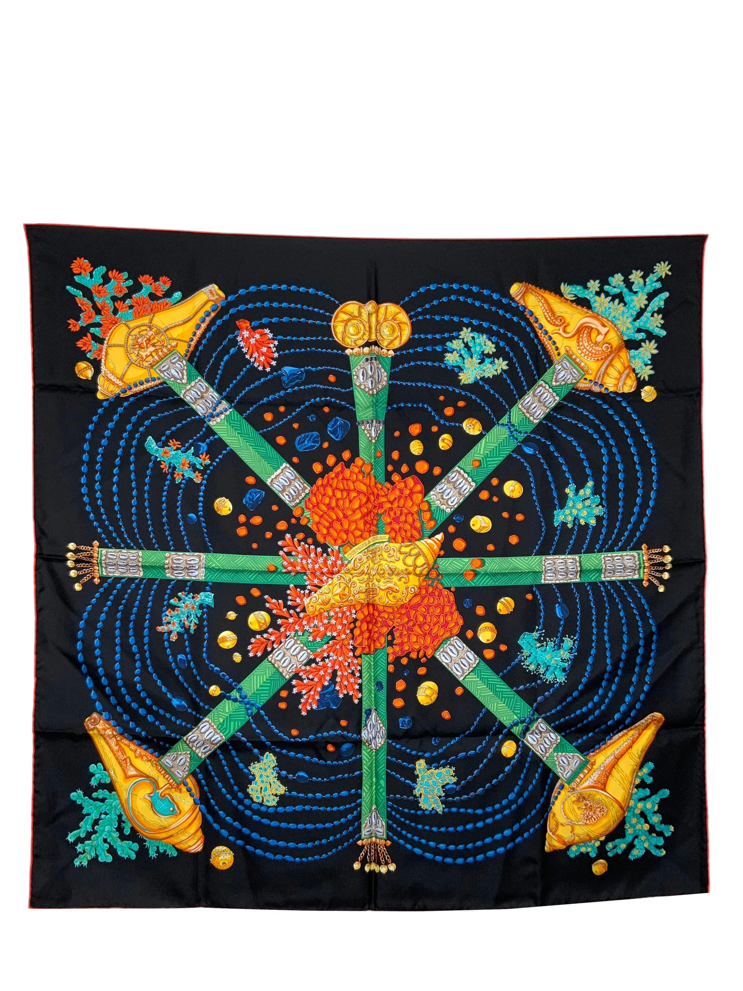 HERMES Chemins de Corail Silk Scarf 90