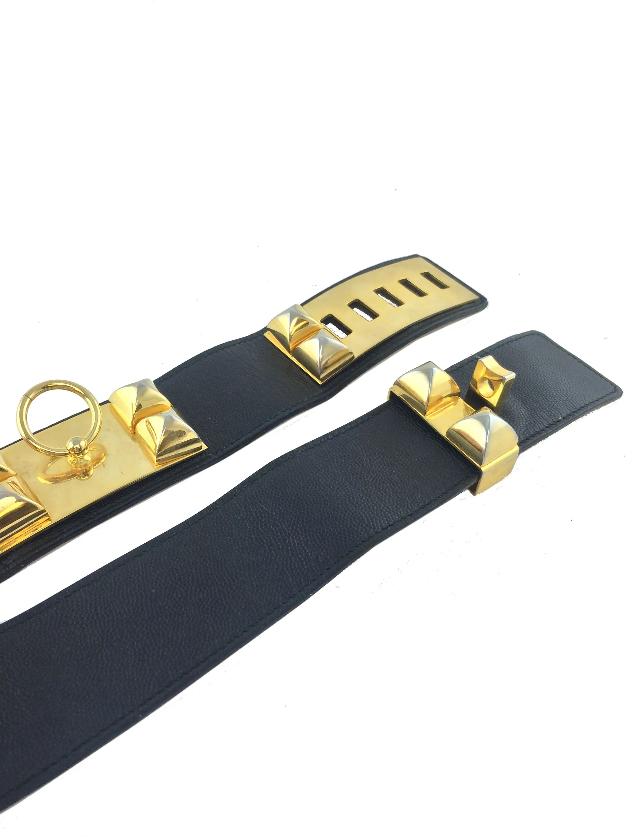 Hermes Leather Gold Plated Collier de Chien Belt Size 65