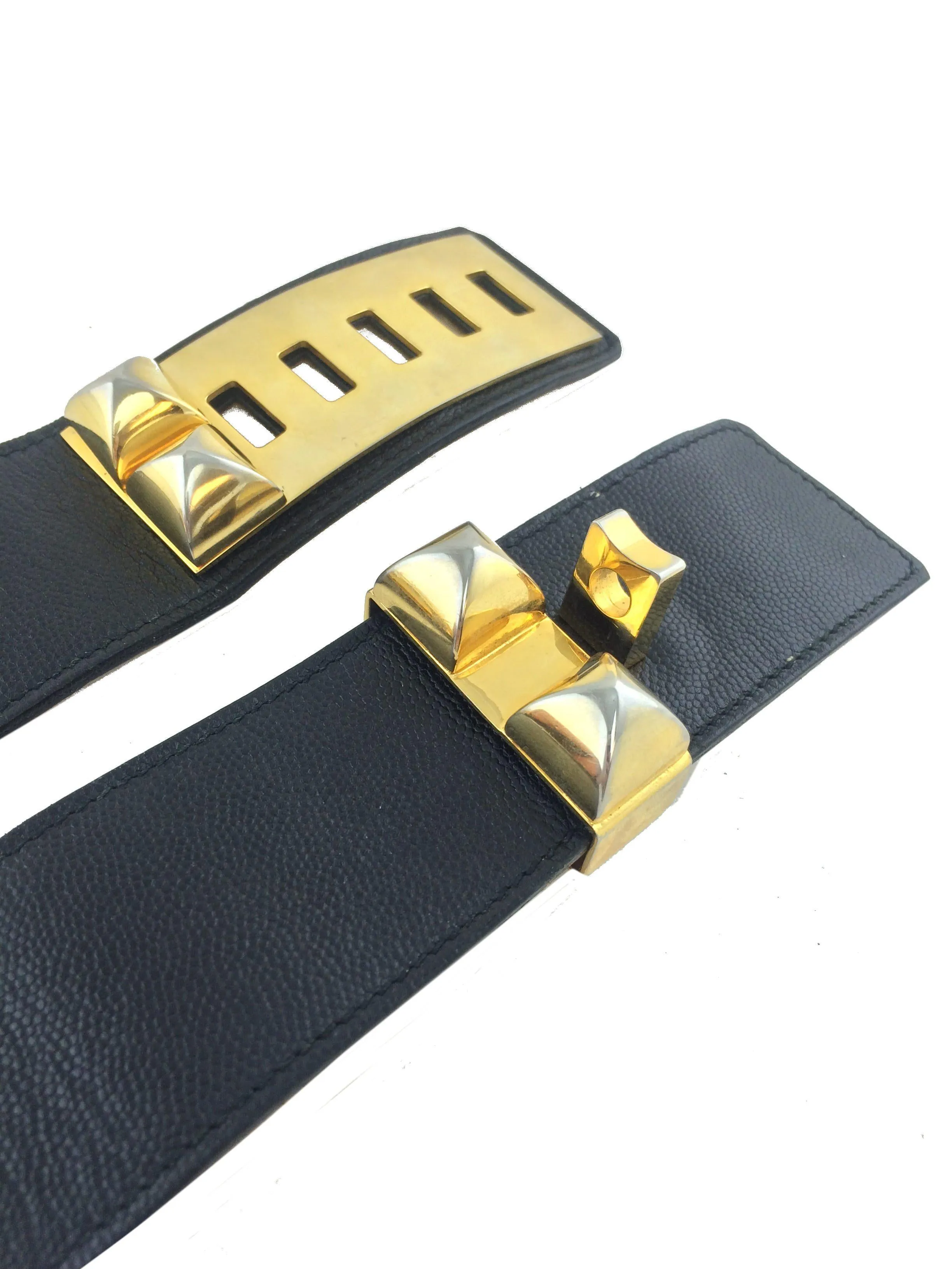 Hermes Leather Gold Plated Collier de Chien Belt Size 65