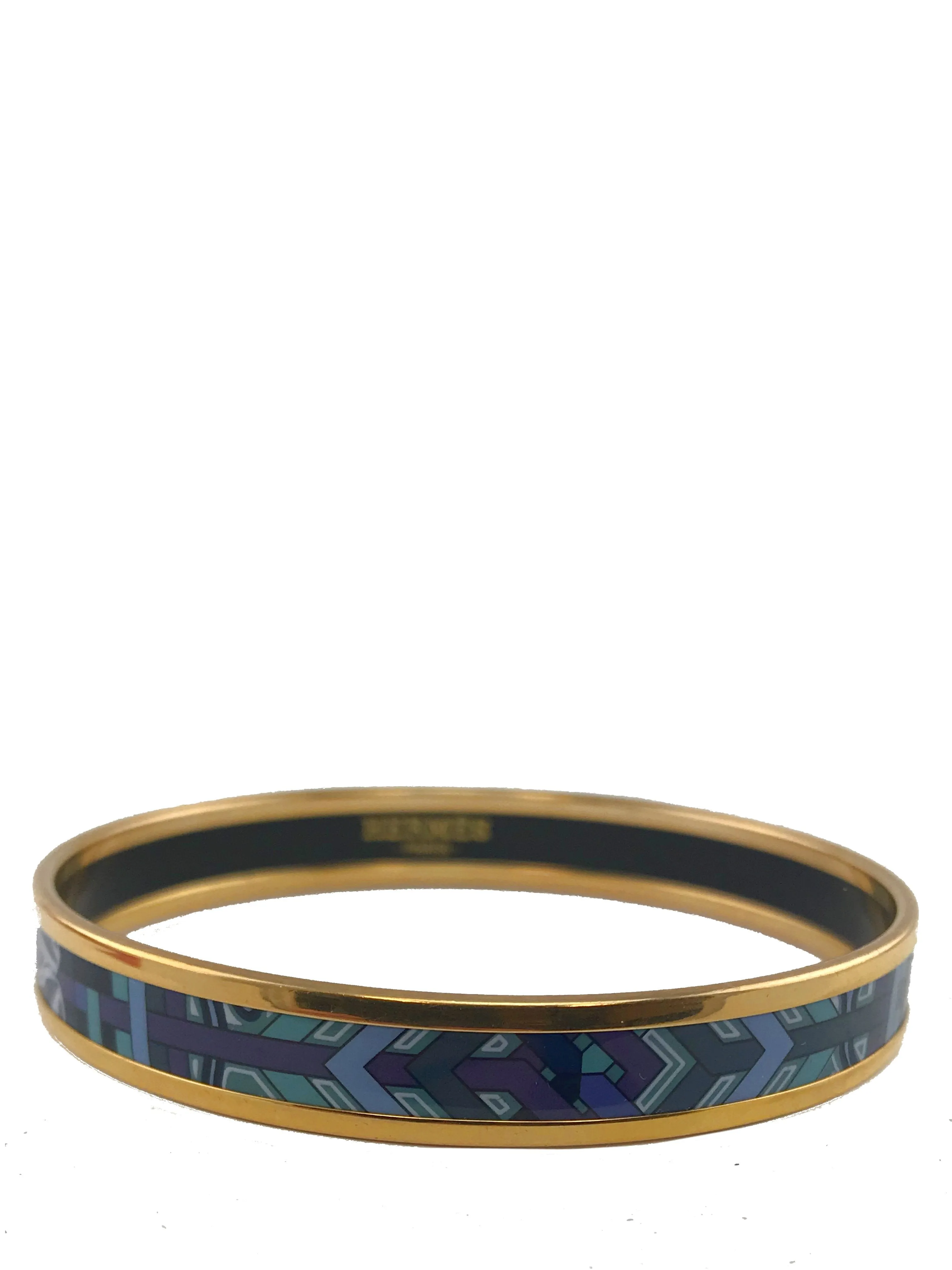 Hermes Narrow Printed Enamel Narrow Bracelet 65