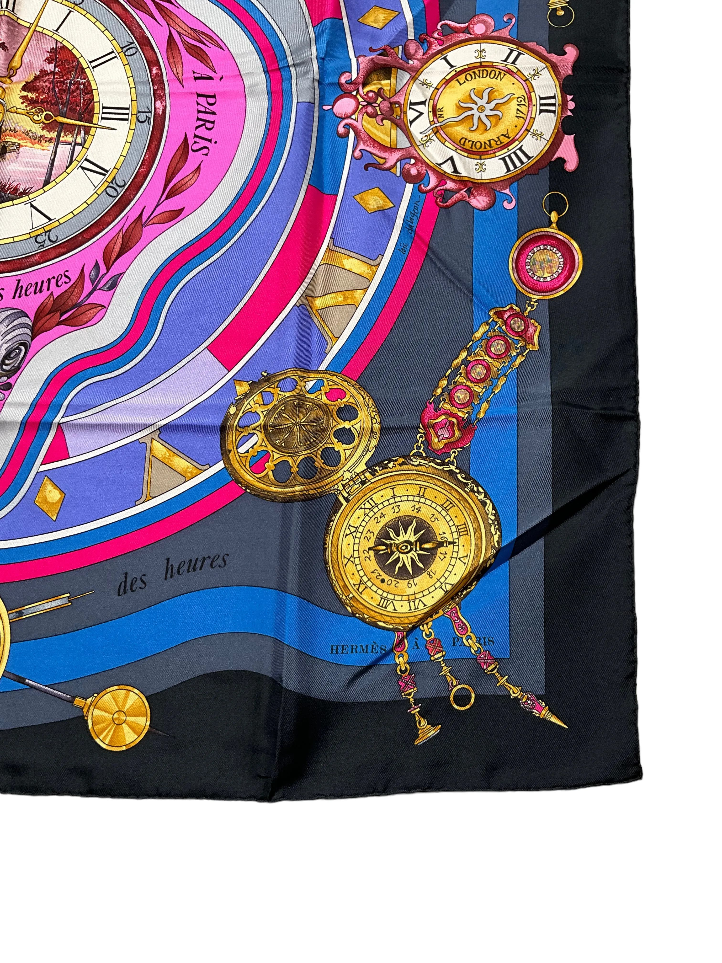 HERMES Parmi Les Fleurs Je Compte Les Heures Silk Scarf 90