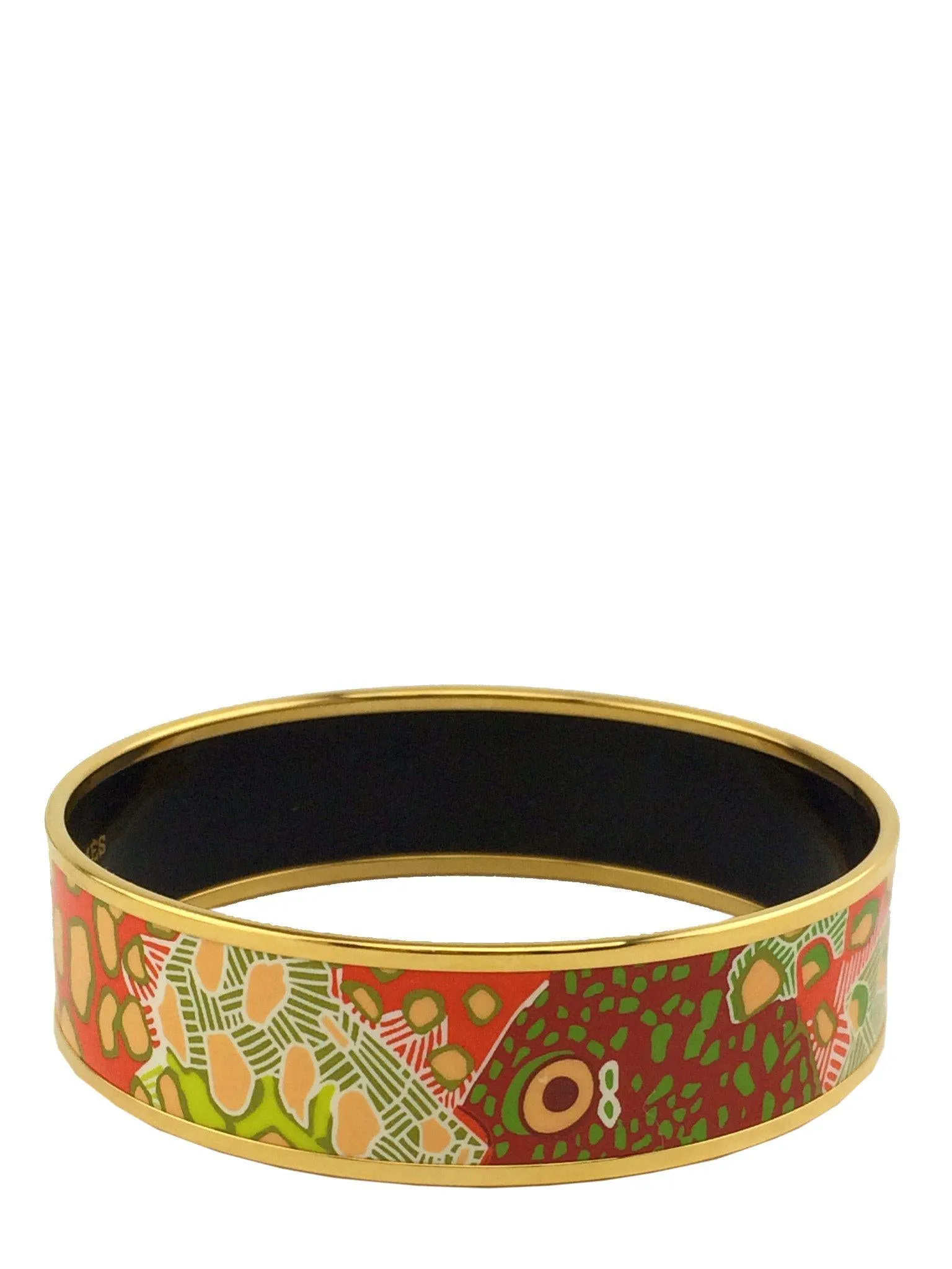 Hermes Printed Enamel Grand Fonds Wide Bracelet 70