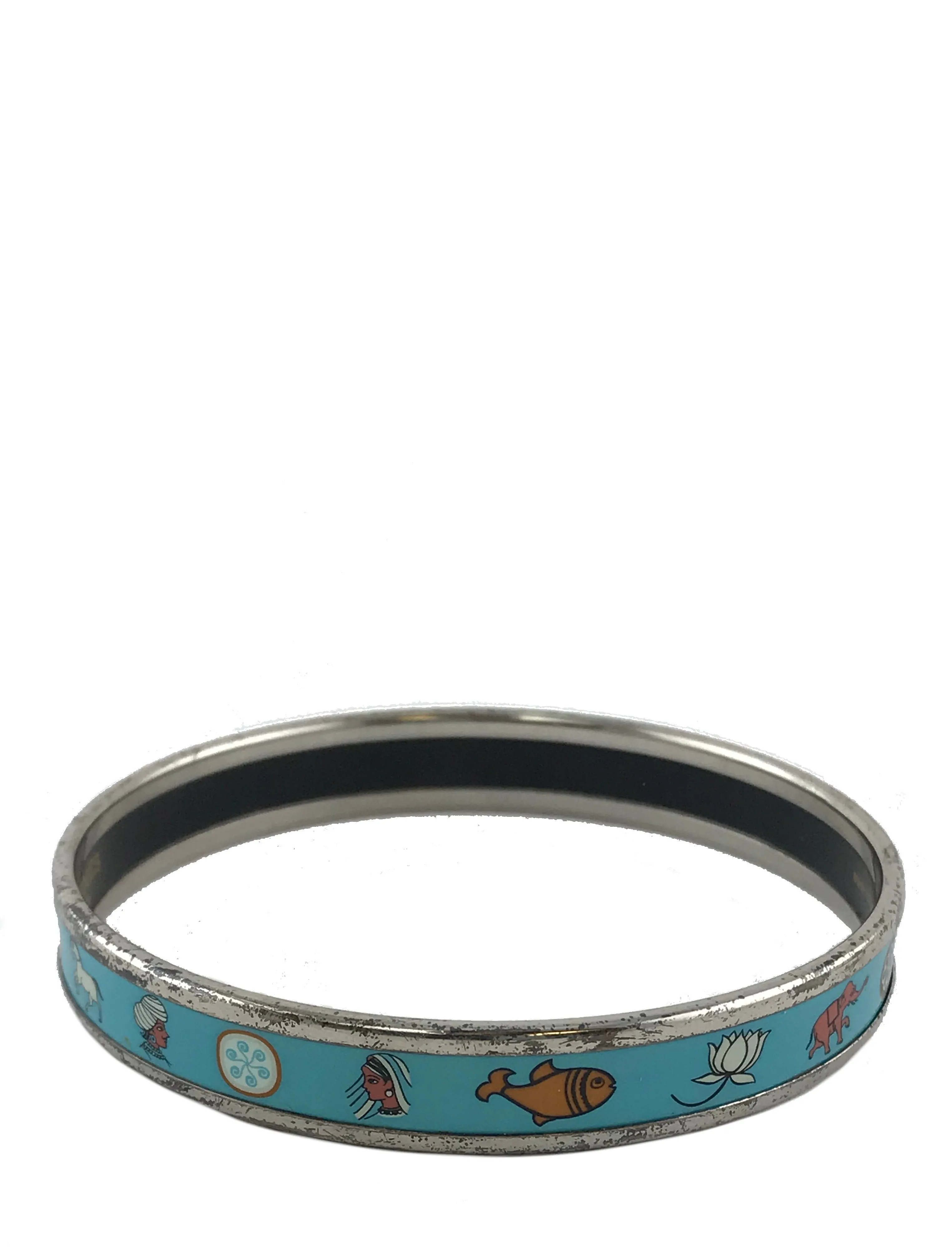 Hermes Printed Enamel Narrow Bracelet 65