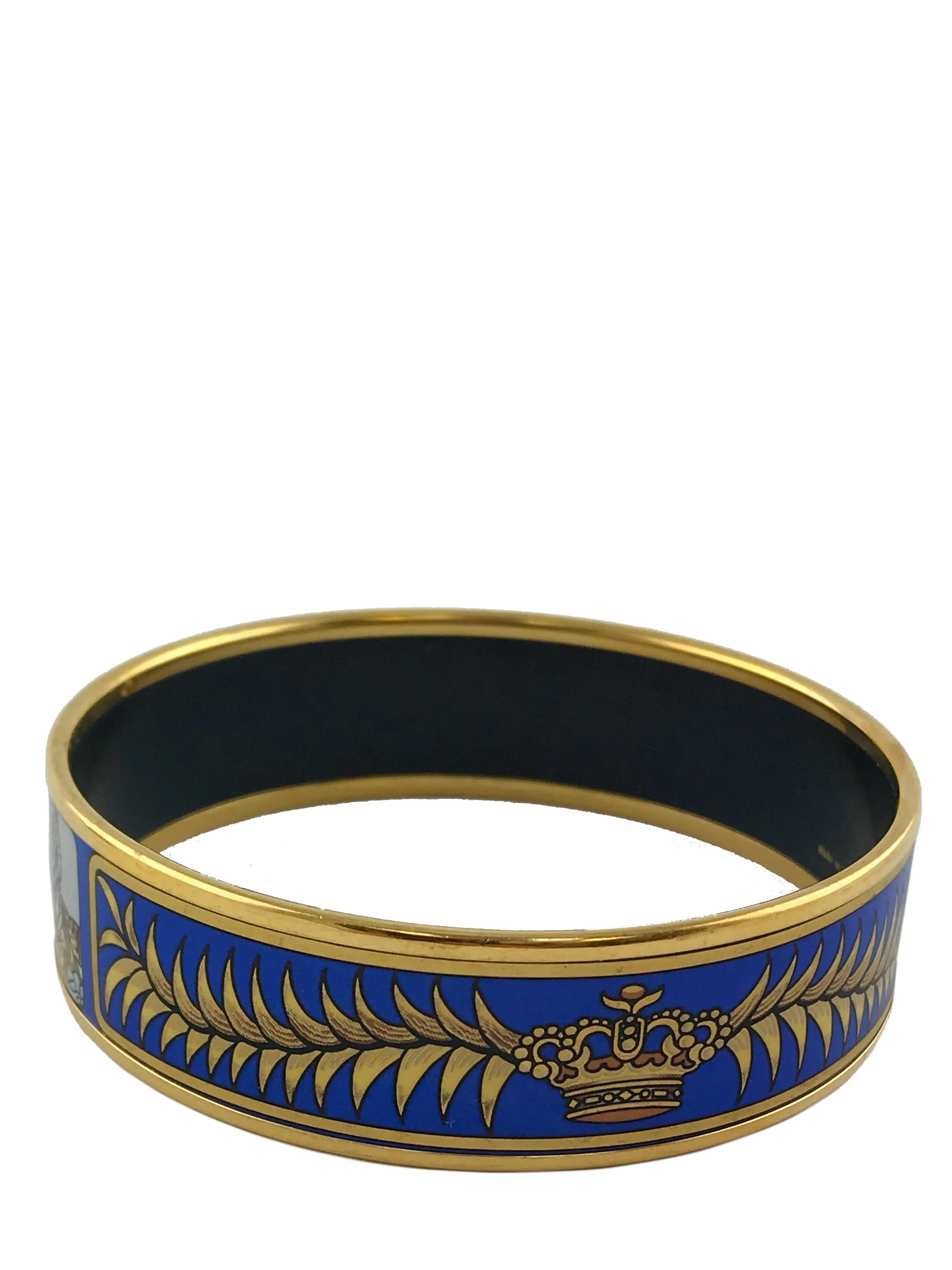 Hermes Printed Enamel Royal Tiger Wide Bracelet 70