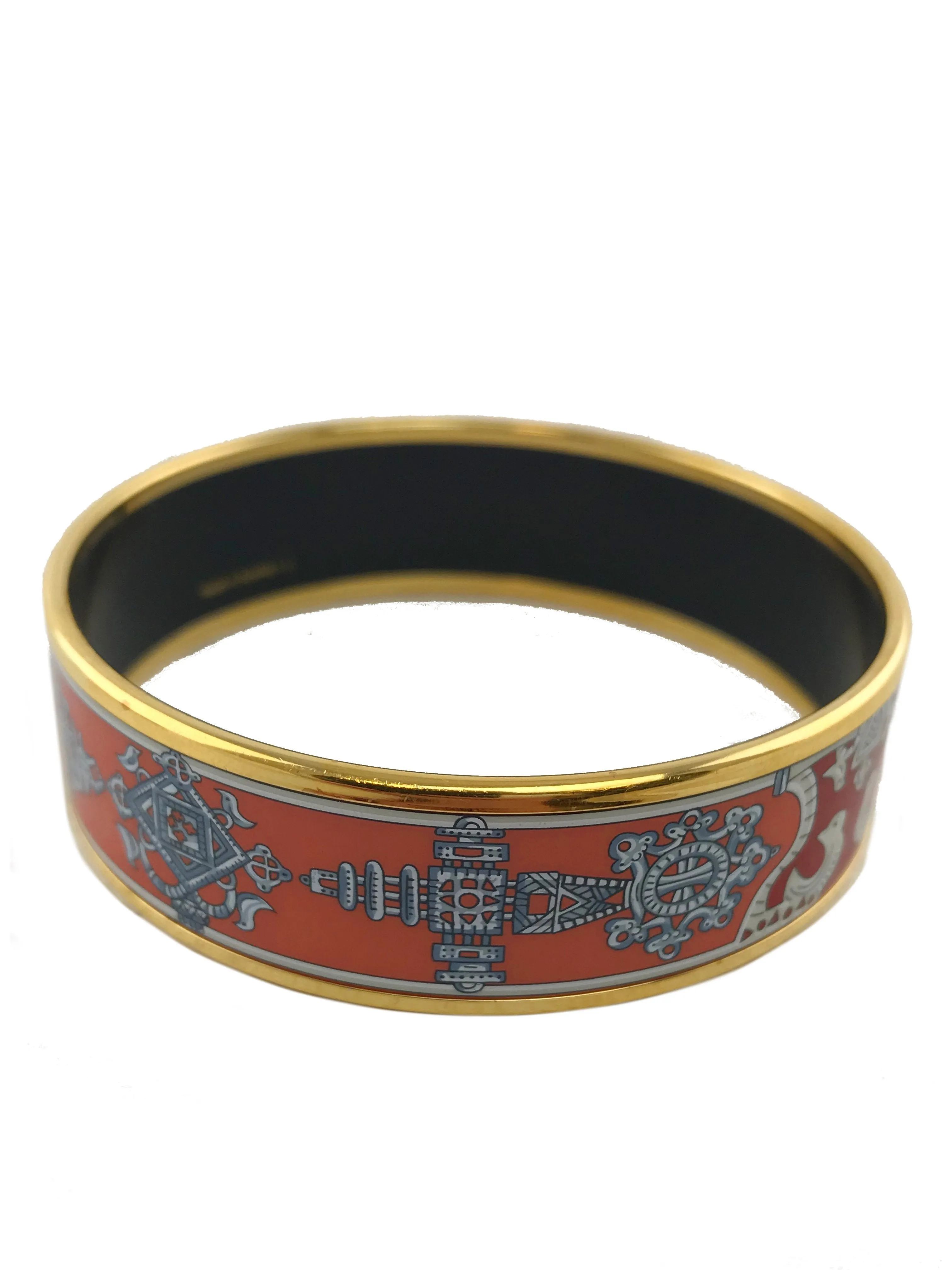 Hermes Printed Enamel Wide Bracelet 65