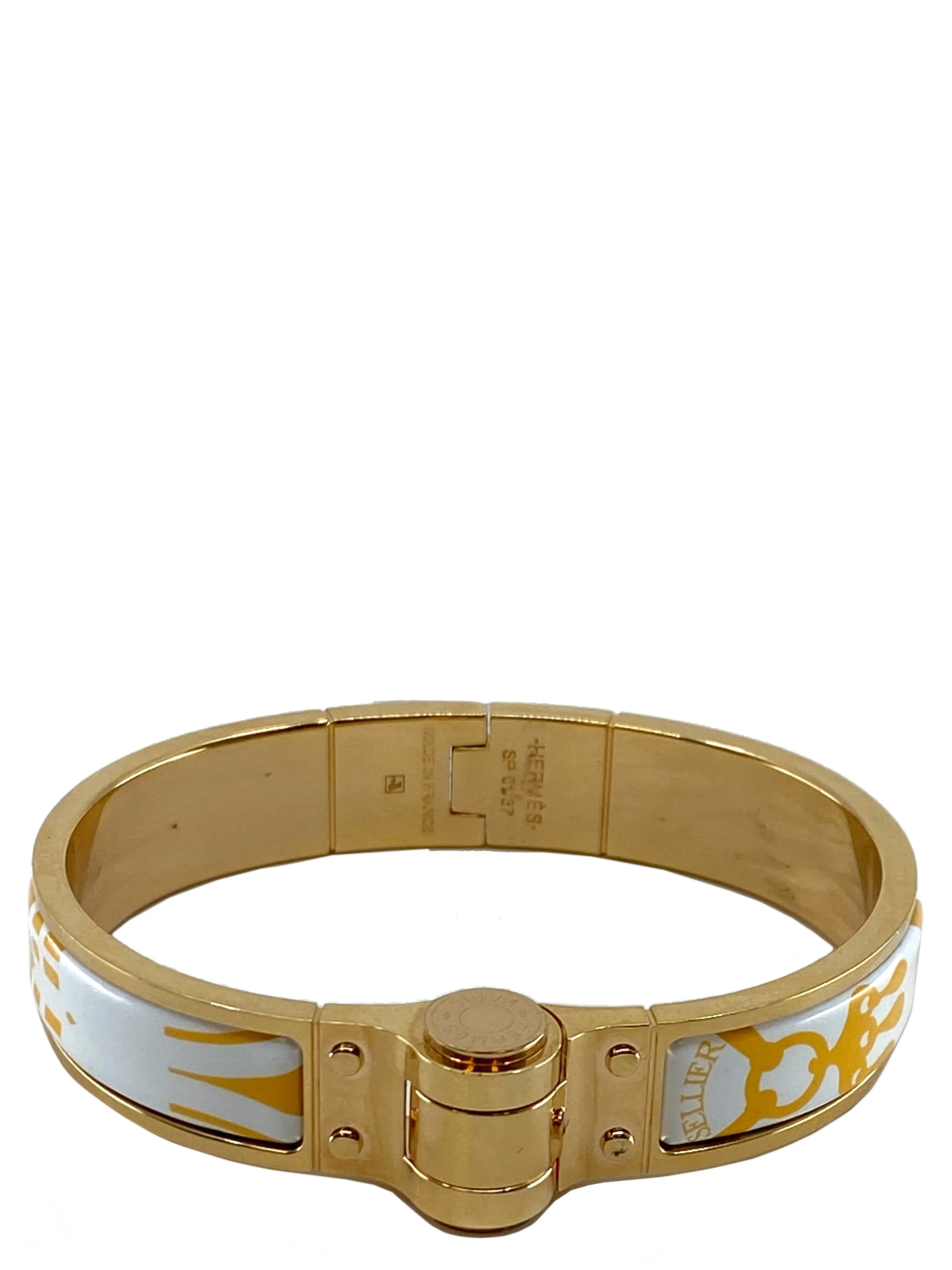 Hermes Sellier Printed Enamel Hinged Bracelet