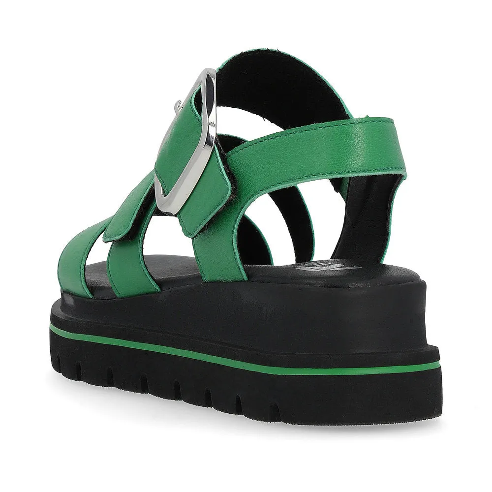 Ladies Evolution By Rieker Sandals Green Chunky Platform W1650-52