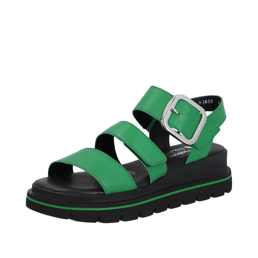 Ladies Evolution By Rieker Sandals Green Chunky Platform W1650-52