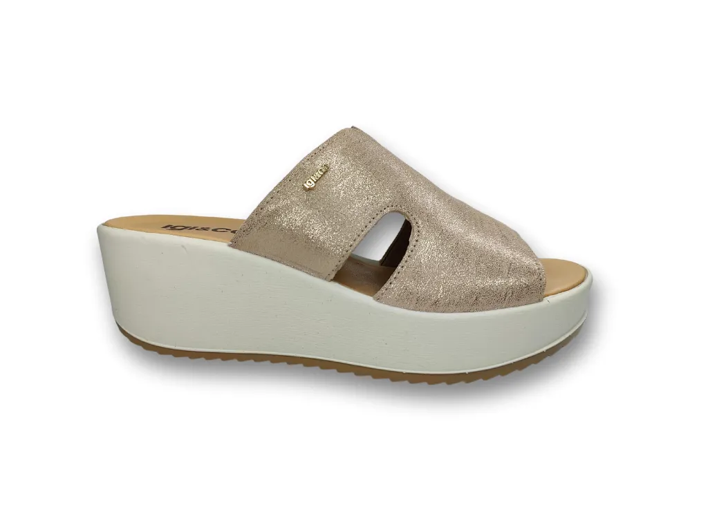 Ladies IGI & Co Sandals Beige Mule Chunky Platform 5668633