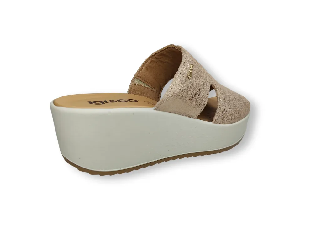 Ladies IGI & Co Sandals Beige Mule Chunky Platform 5668633