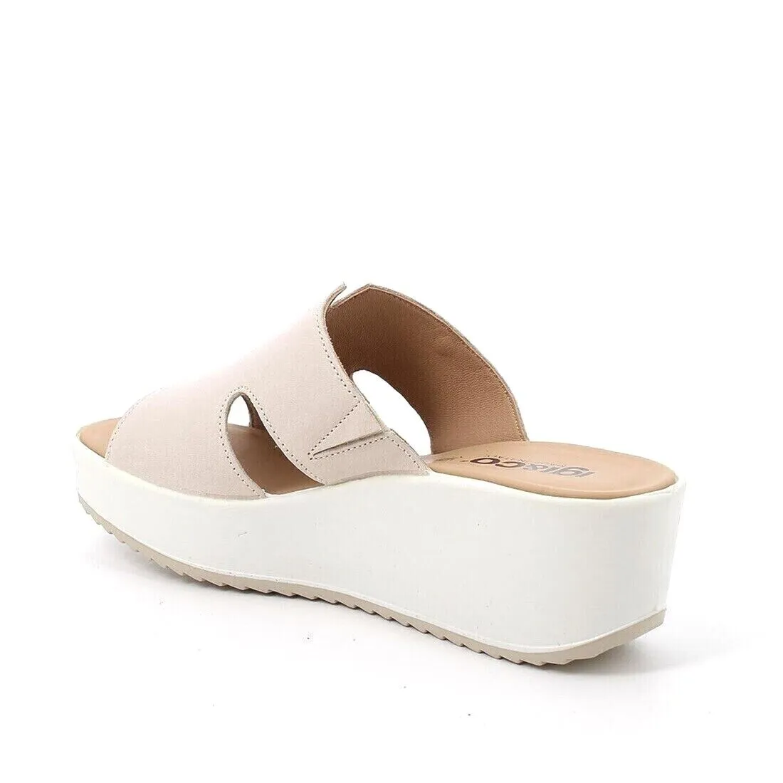 Ladies IGI & Co Sandals Cream Mule Chunky Platform 5668611