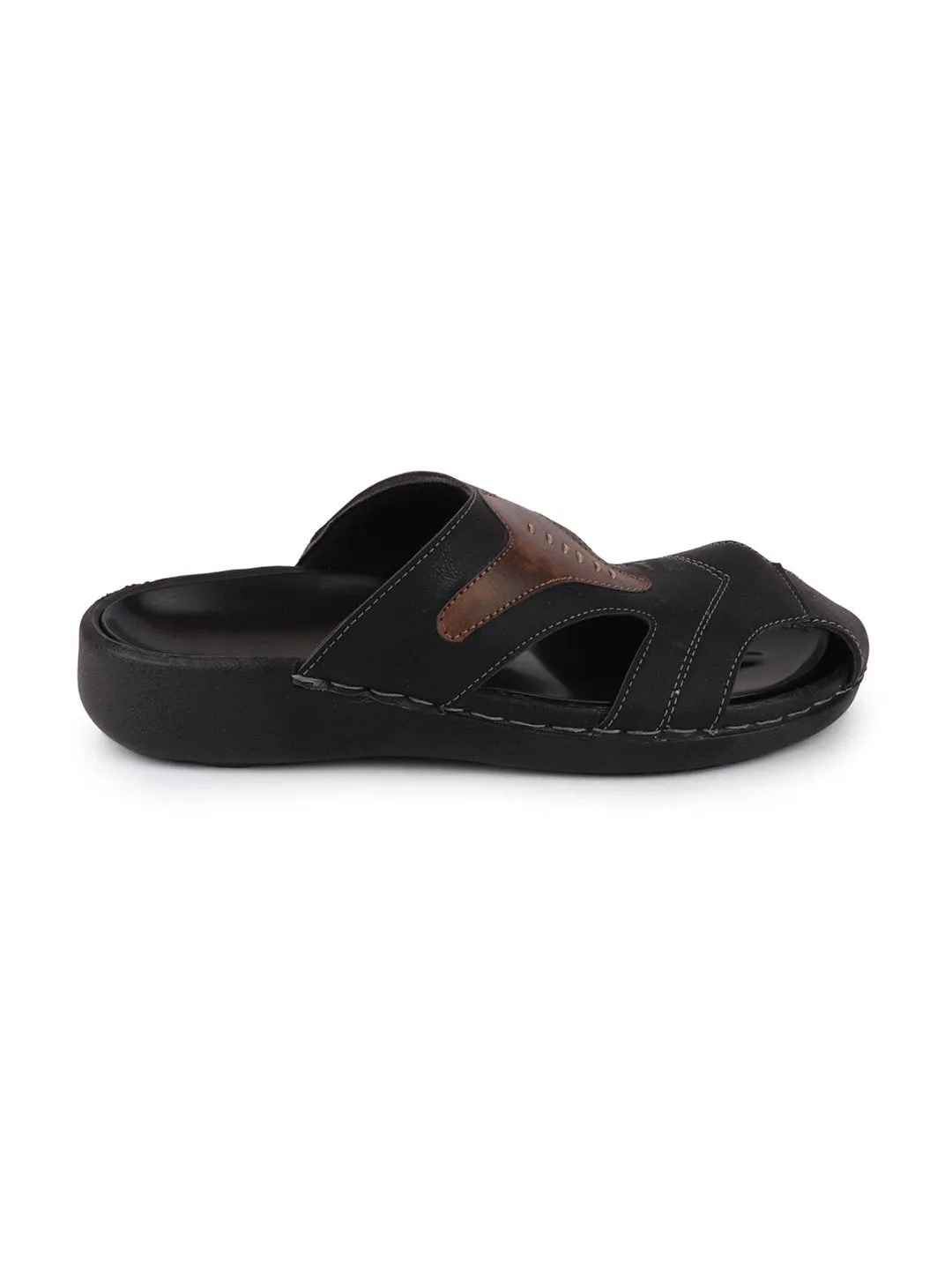 Men Black Casual Slip-On Fishermen Sandals