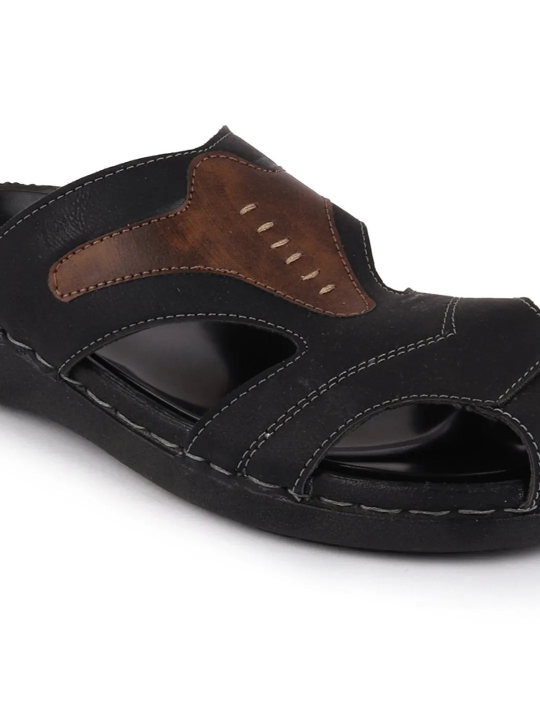 Men Black Casual Slip-On Fishermen Sandals