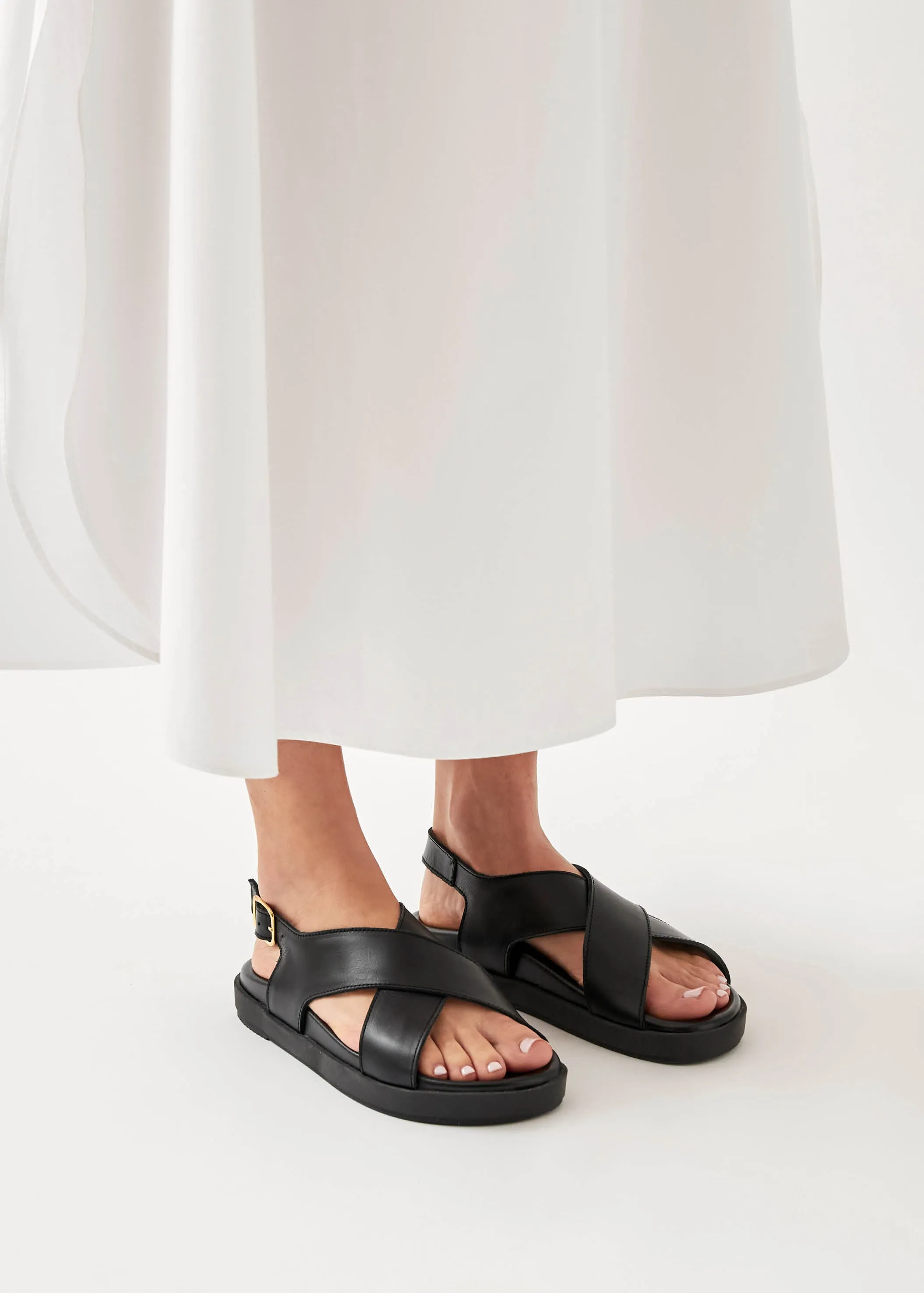 Nico Black Leather Sandals