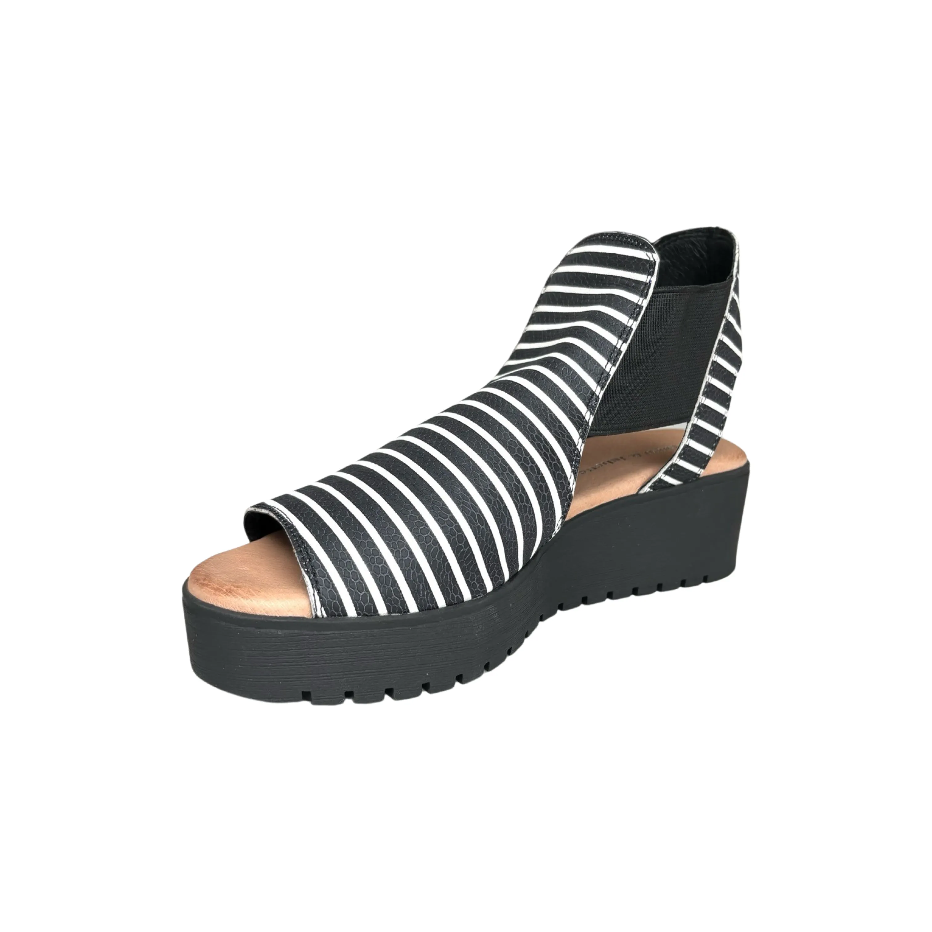 Ozie Black/White Stripe Platform Sandal