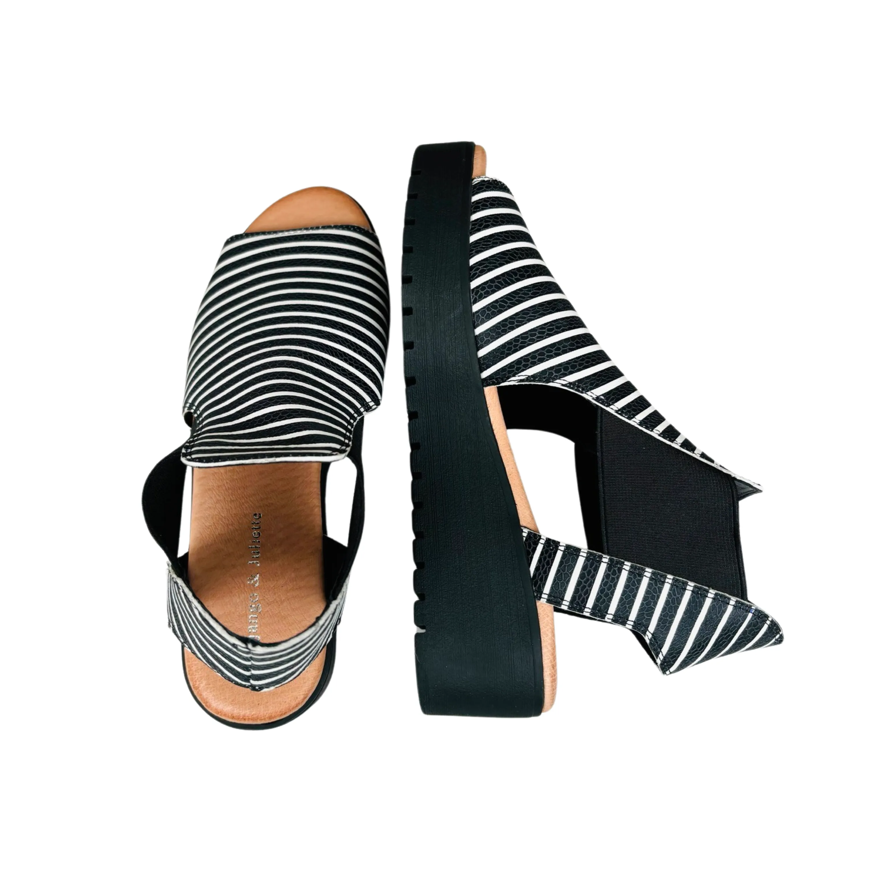 Ozie Black/White Stripe Platform Sandal