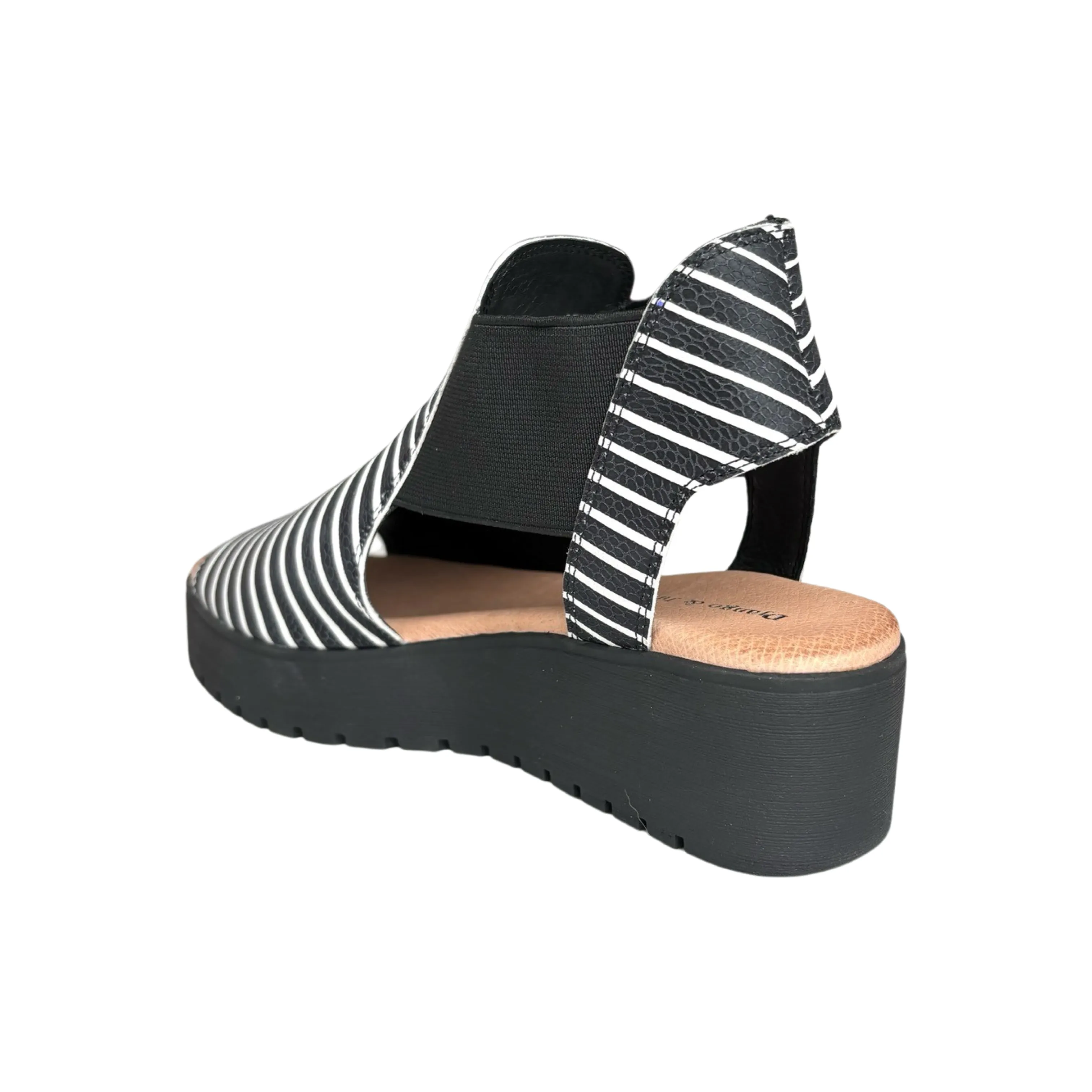 Ozie Black/White Stripe Platform Sandal