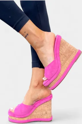 Pink Cork Wedge Sandals