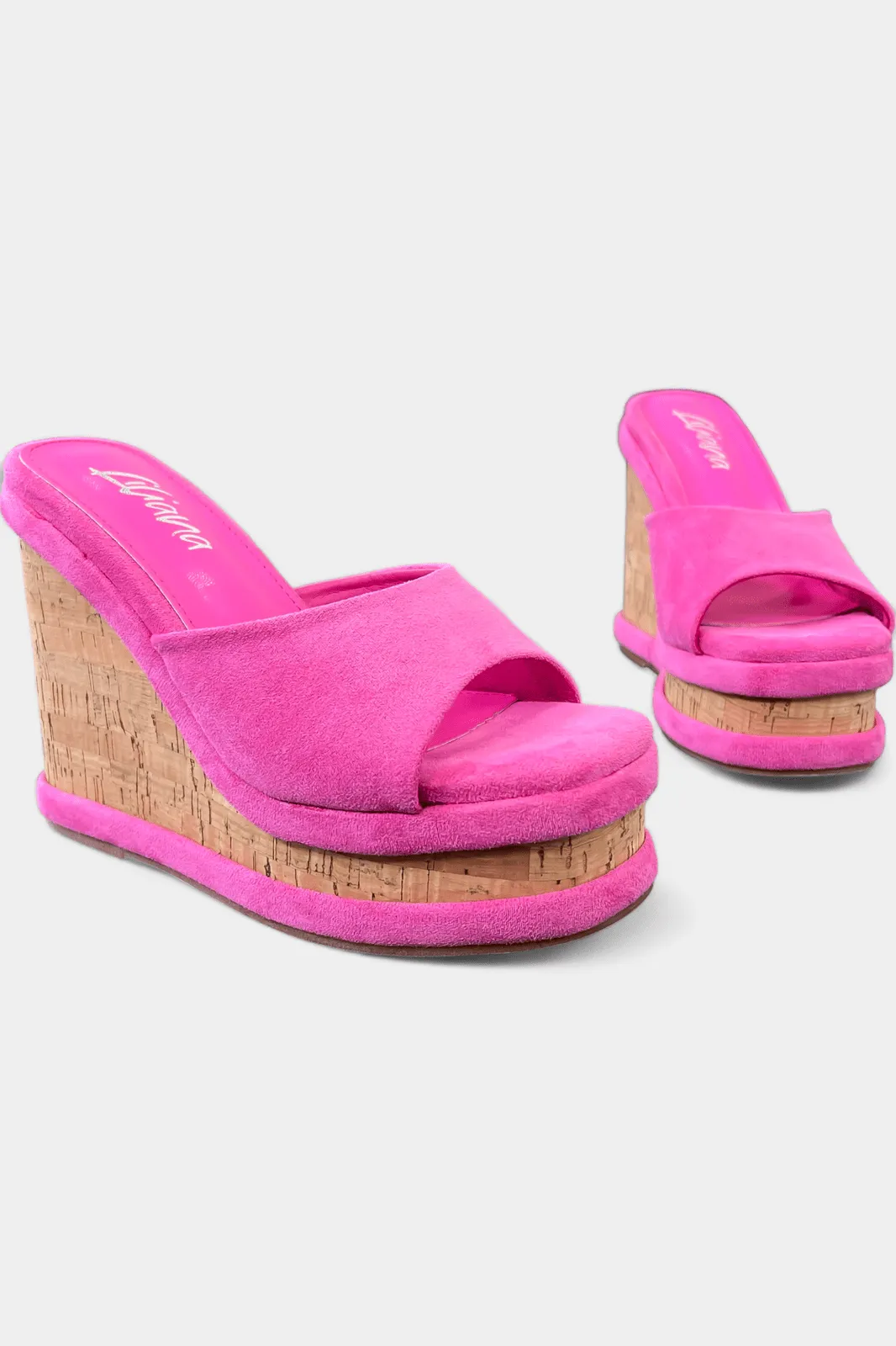 Pink Cork Wedge Sandals