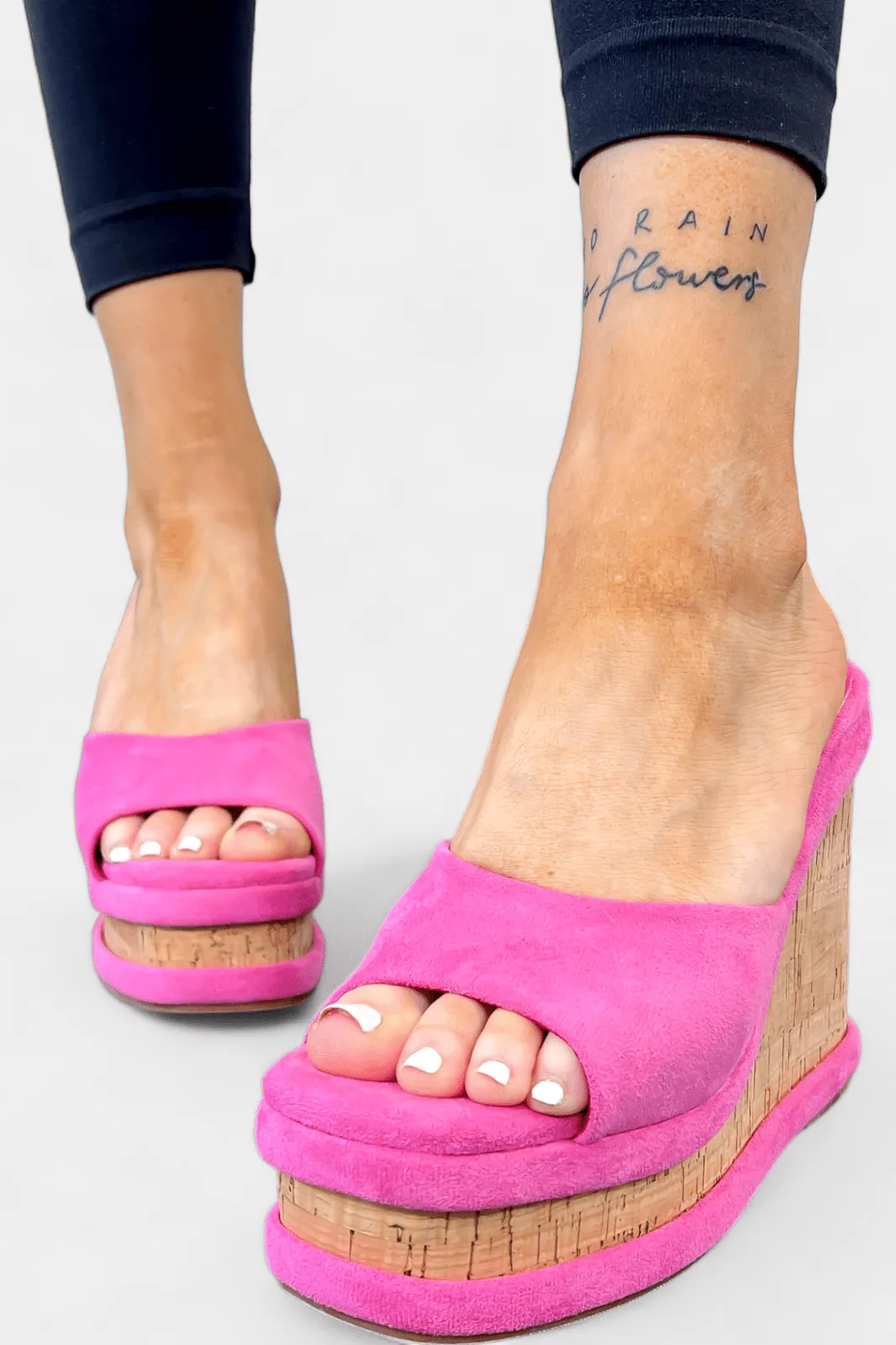 Pink Cork Wedge Sandals