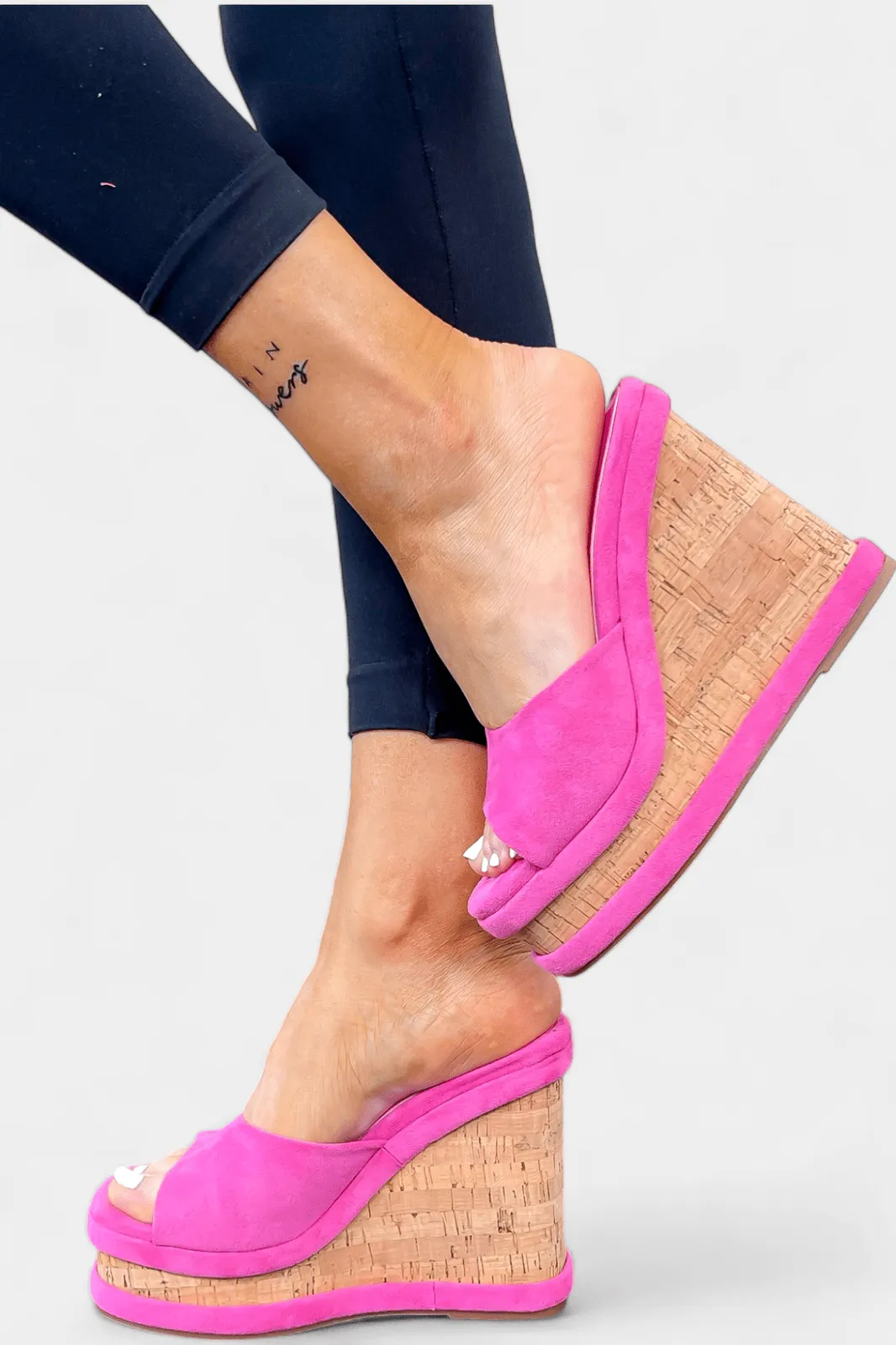 Pink Cork Wedge Sandals