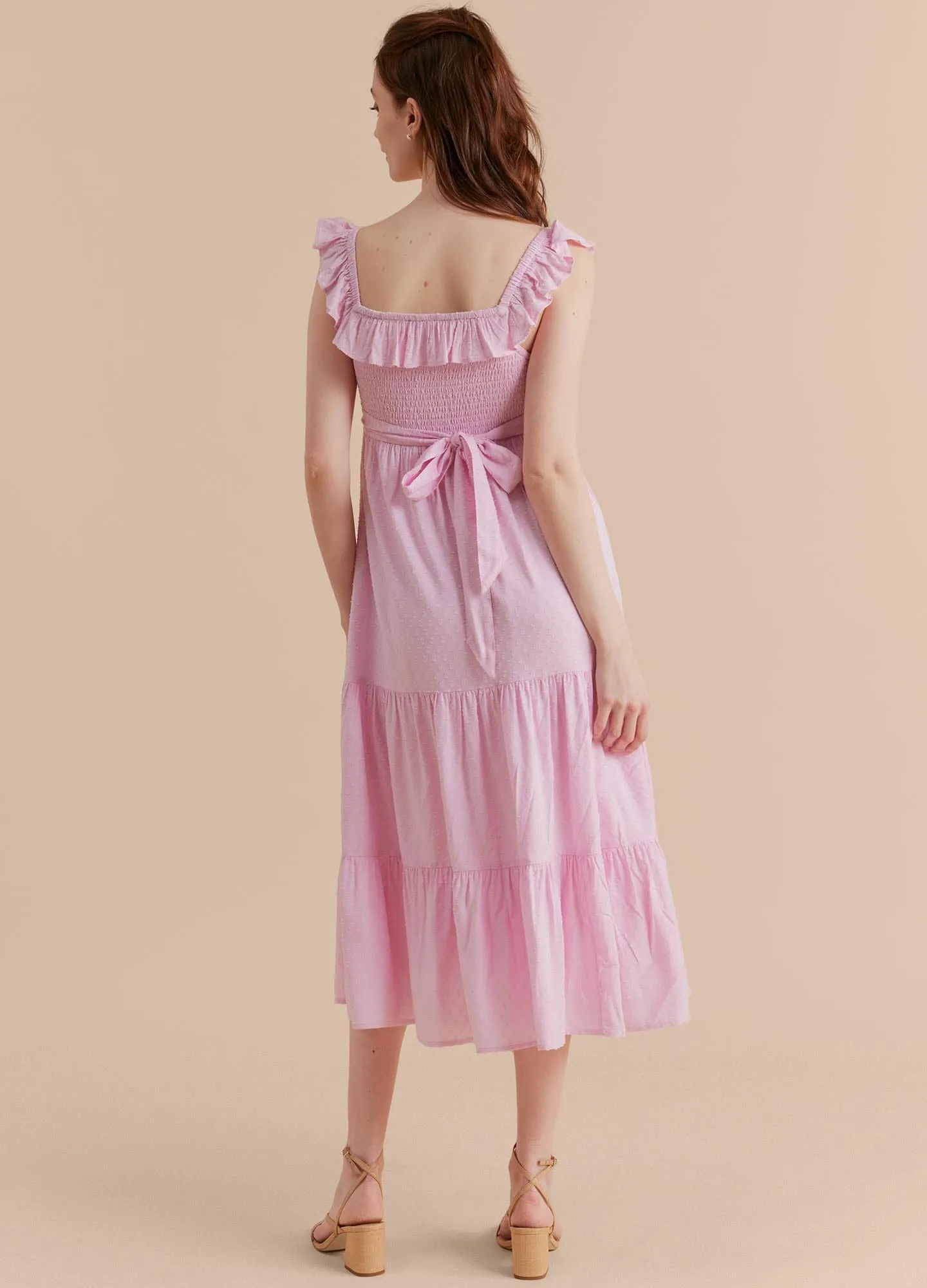 Ruffle Smocked Midi Dress