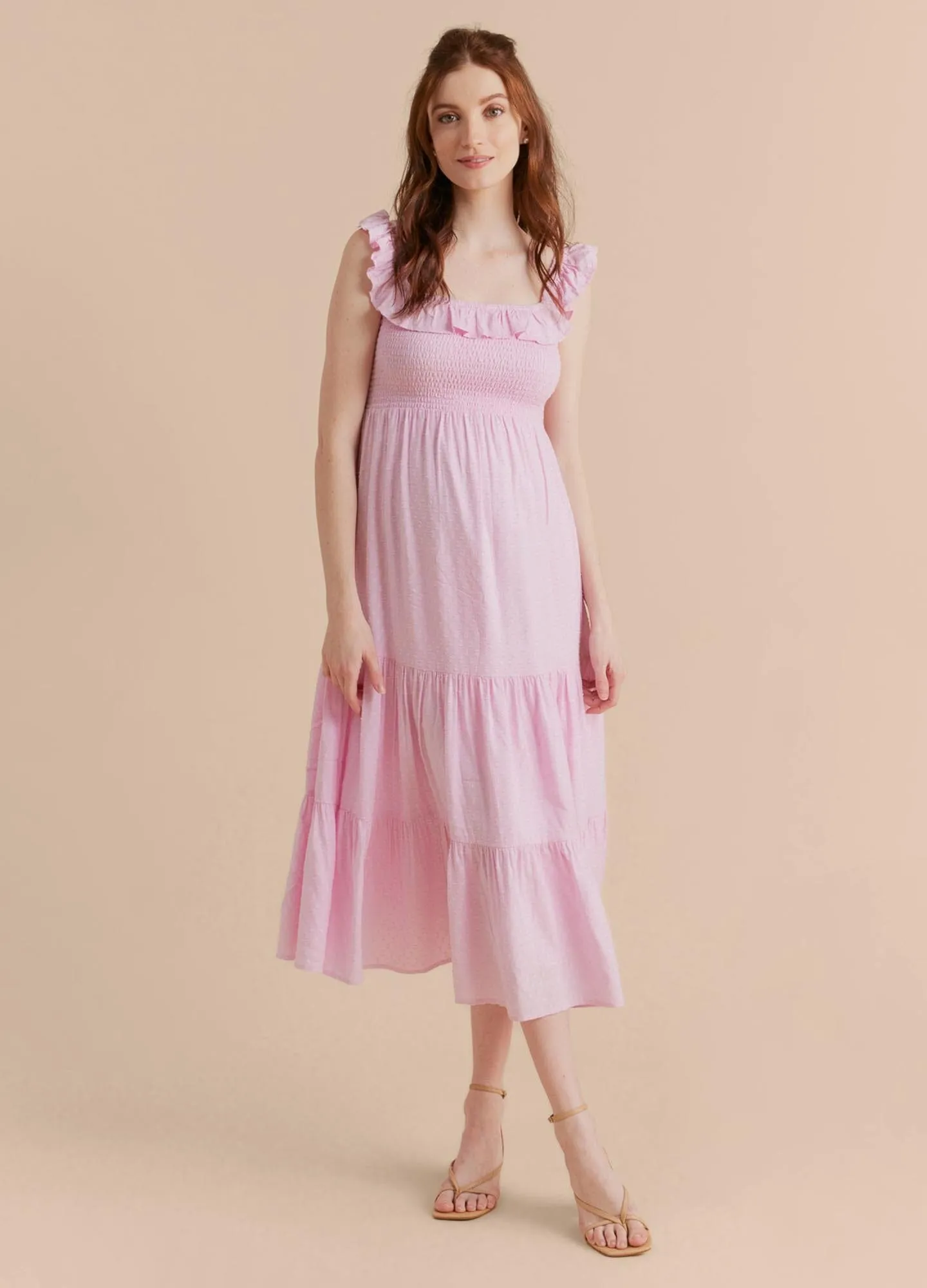 Ruffle Smocked Midi Dress