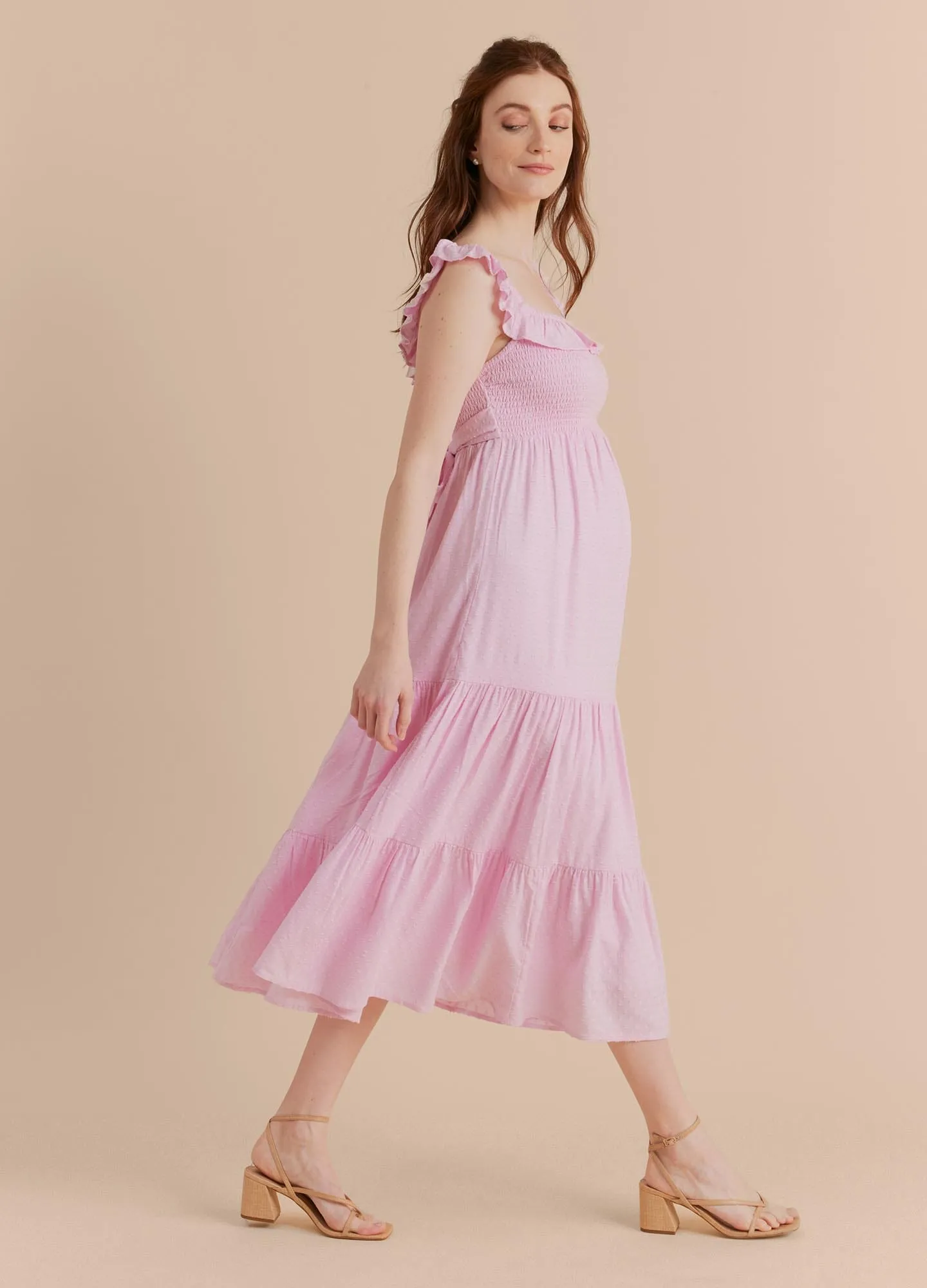 Ruffle Smocked Midi Dress