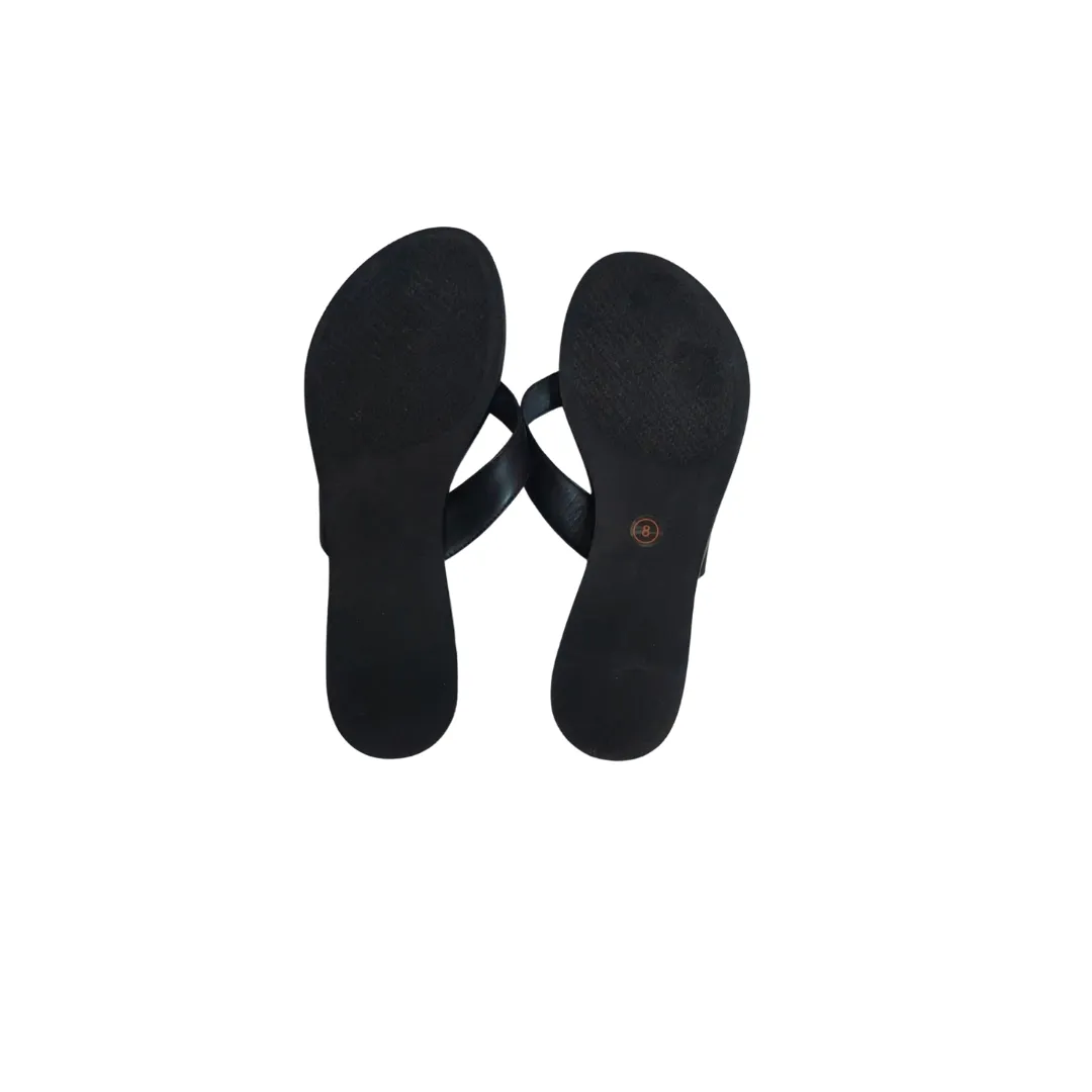 Tory Burch Black Leather 'Benton' Thong Sandals | Gently used |