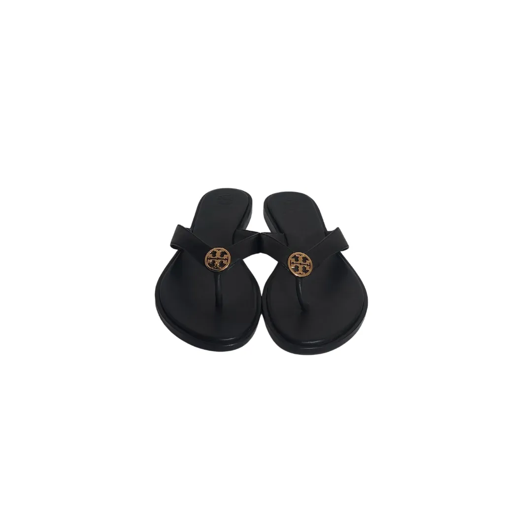 Tory Burch Black Leather 'Benton' Thong Sandals | Gently used |